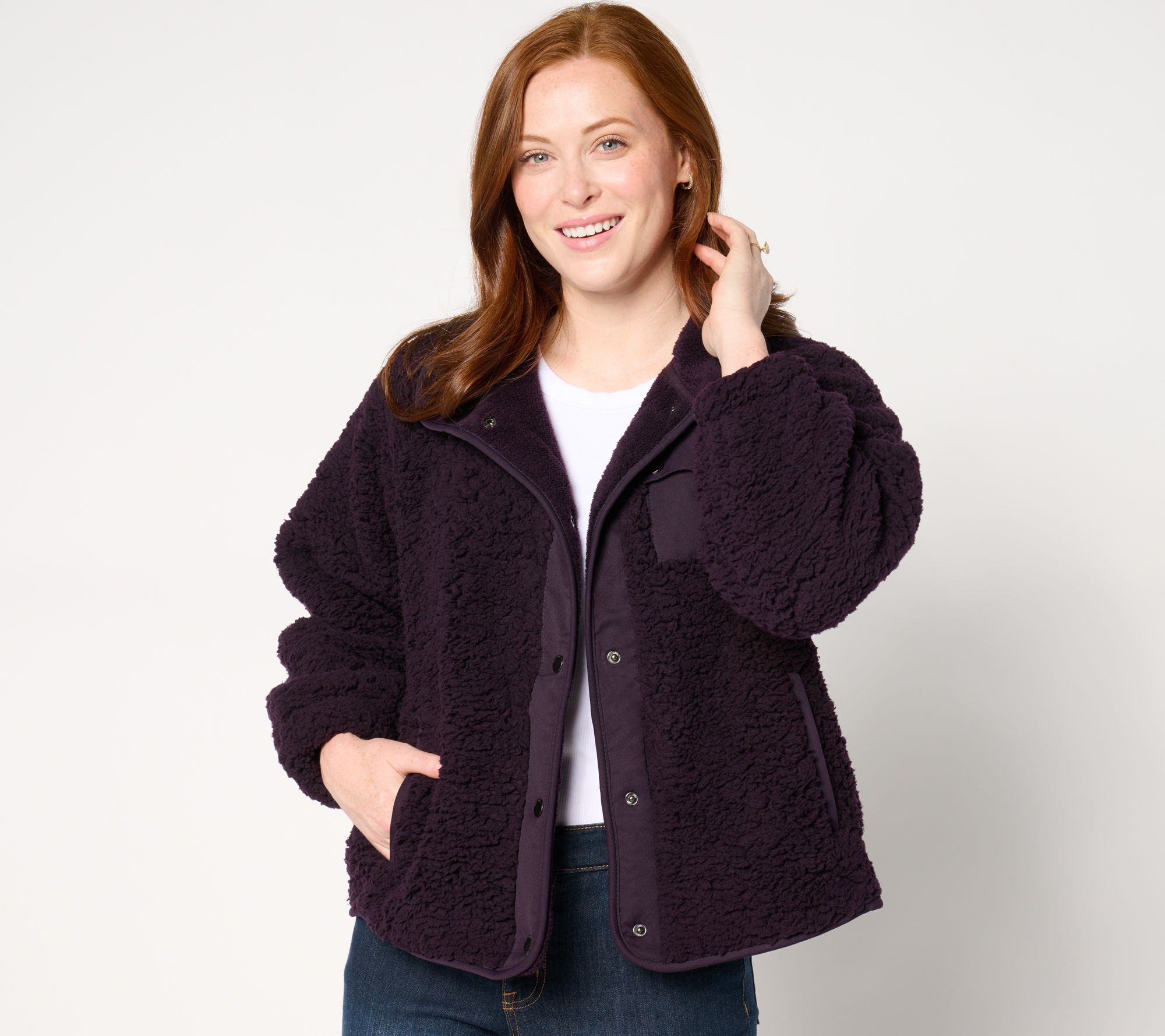 Weatherproof Snap Front Bonded Sherpa Fleece Jacket