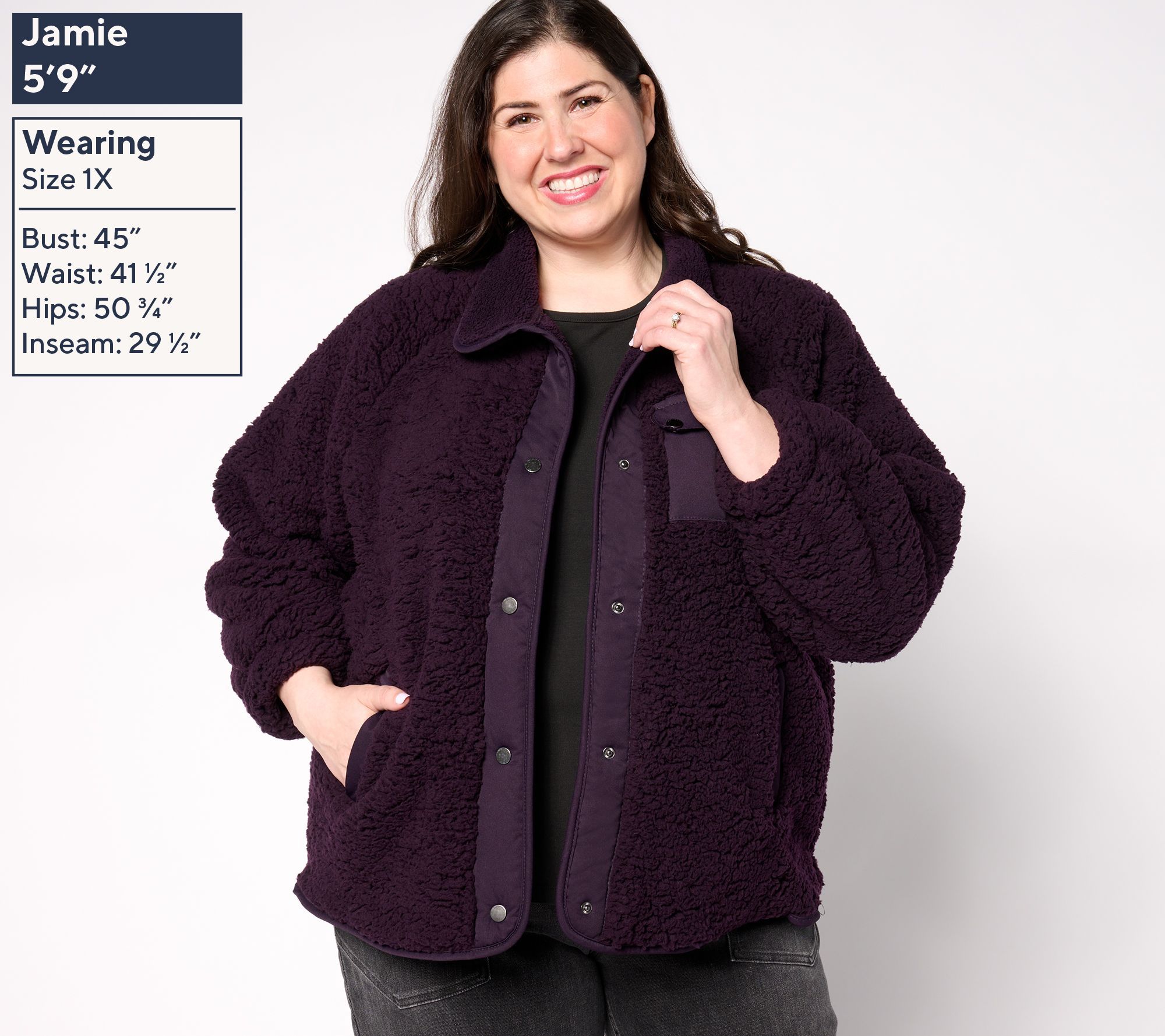 Weatherproof Snap Front Bonded Sherpa Fleece Jacket - QVC.com