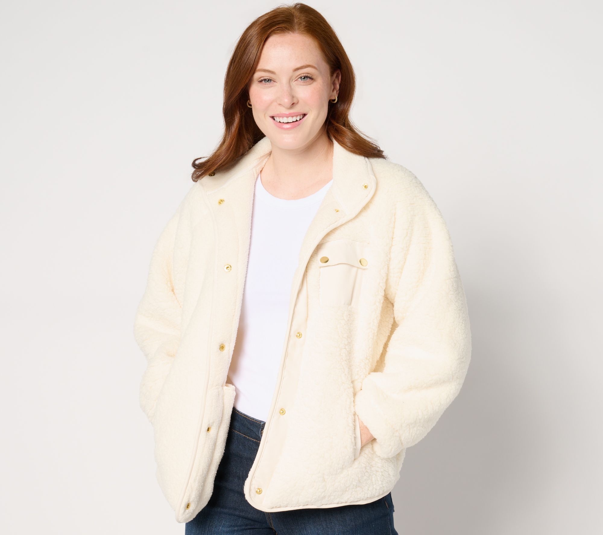 Weatherproof Snap Front Bonded Sherpa Fleece Jacket