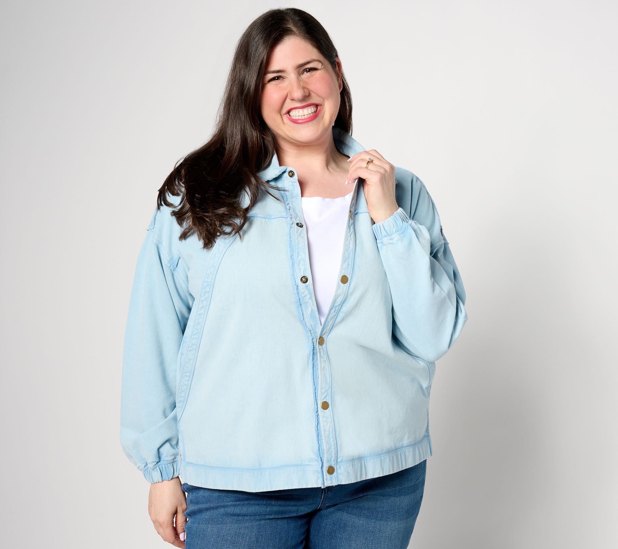 "As Is" Denim & Co. Canyon Retreat Mixed Media Snap Front Jacket