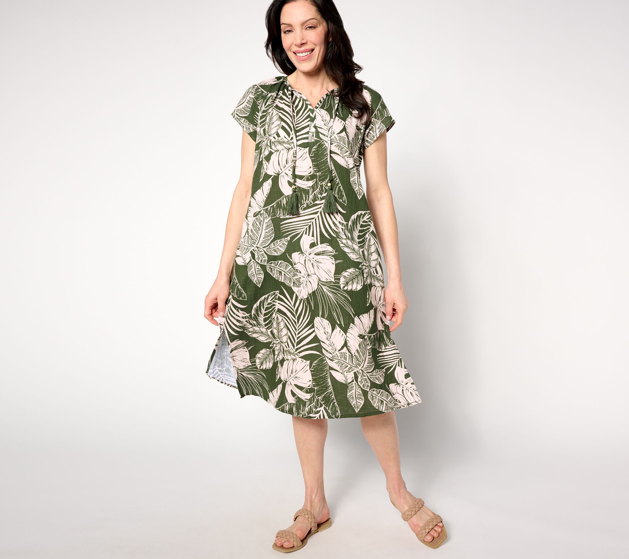 "As Is" Denim & Co. Beach Petite Gauze Cover Up Midi Dress