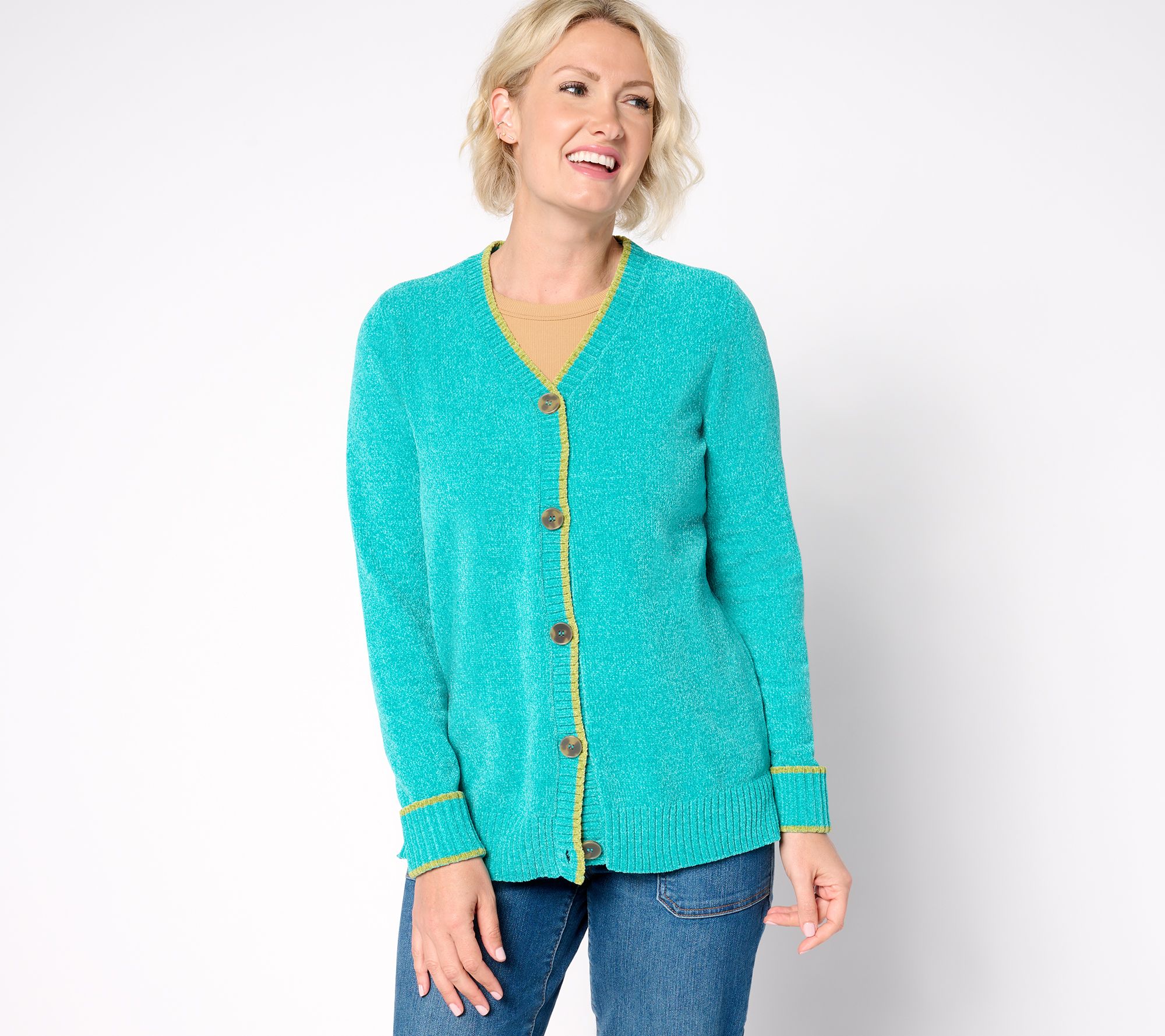 Belle by Kim Gravel Tippity Topsy Chenille Cardigan Top