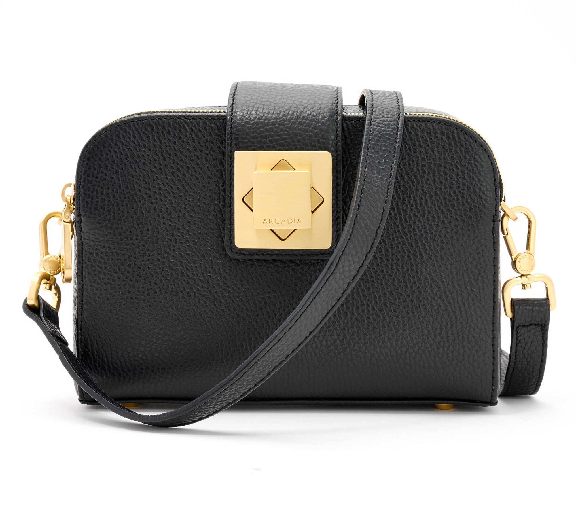 Arcadia Leather Turn Lock Giordana Crossbody