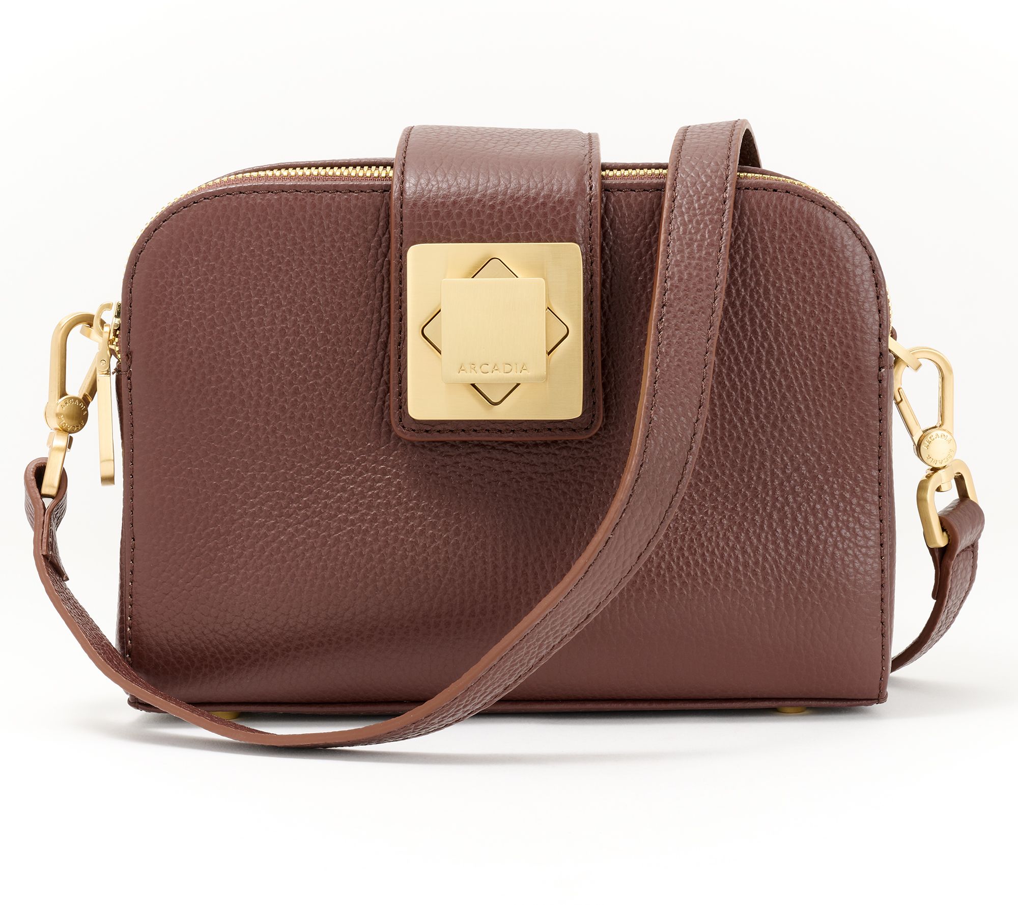 Arcadia Leather Turn Lock Giordana Crossbody