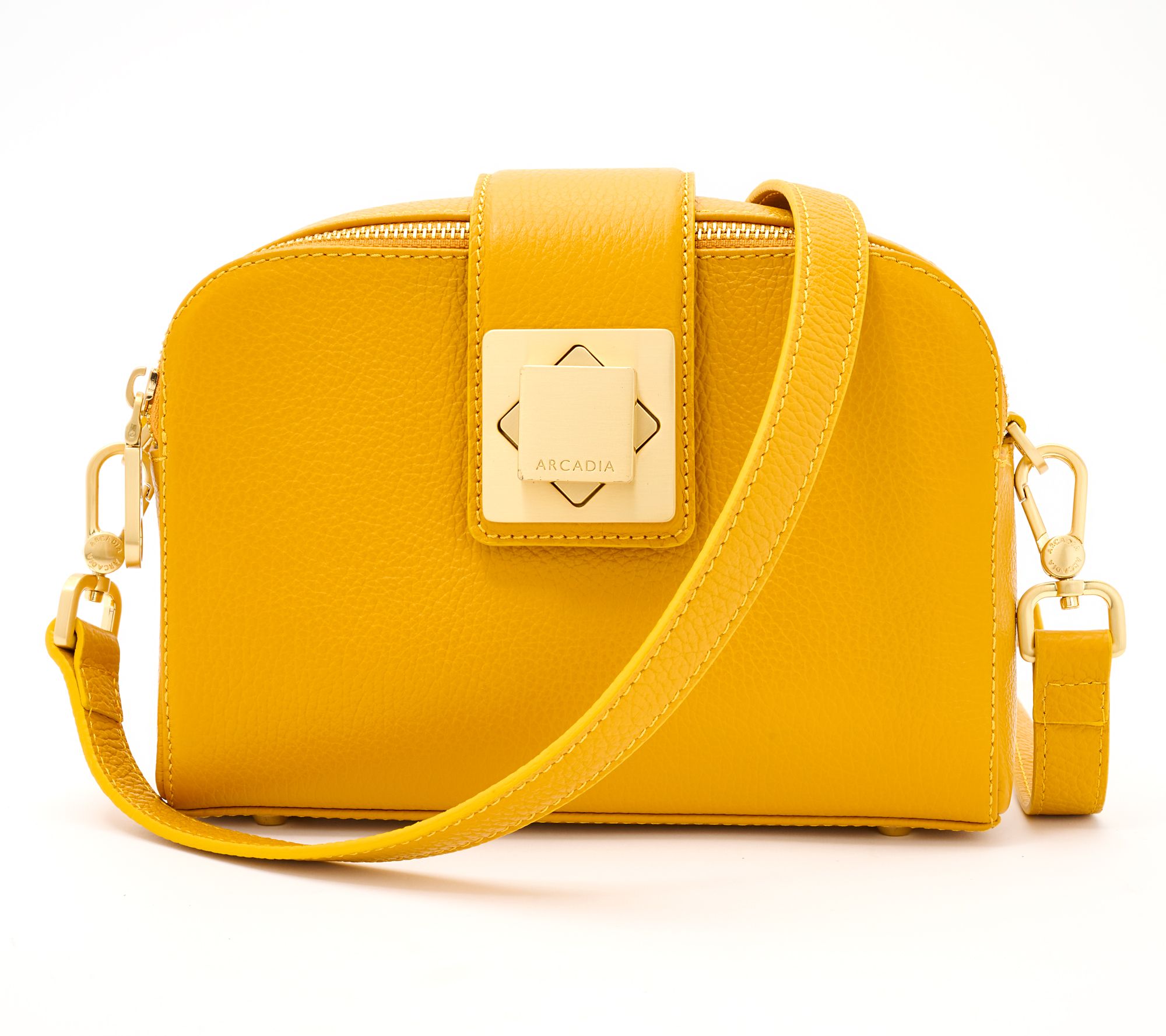 Arcadia Leather Turn Lock Giordana Crossbody