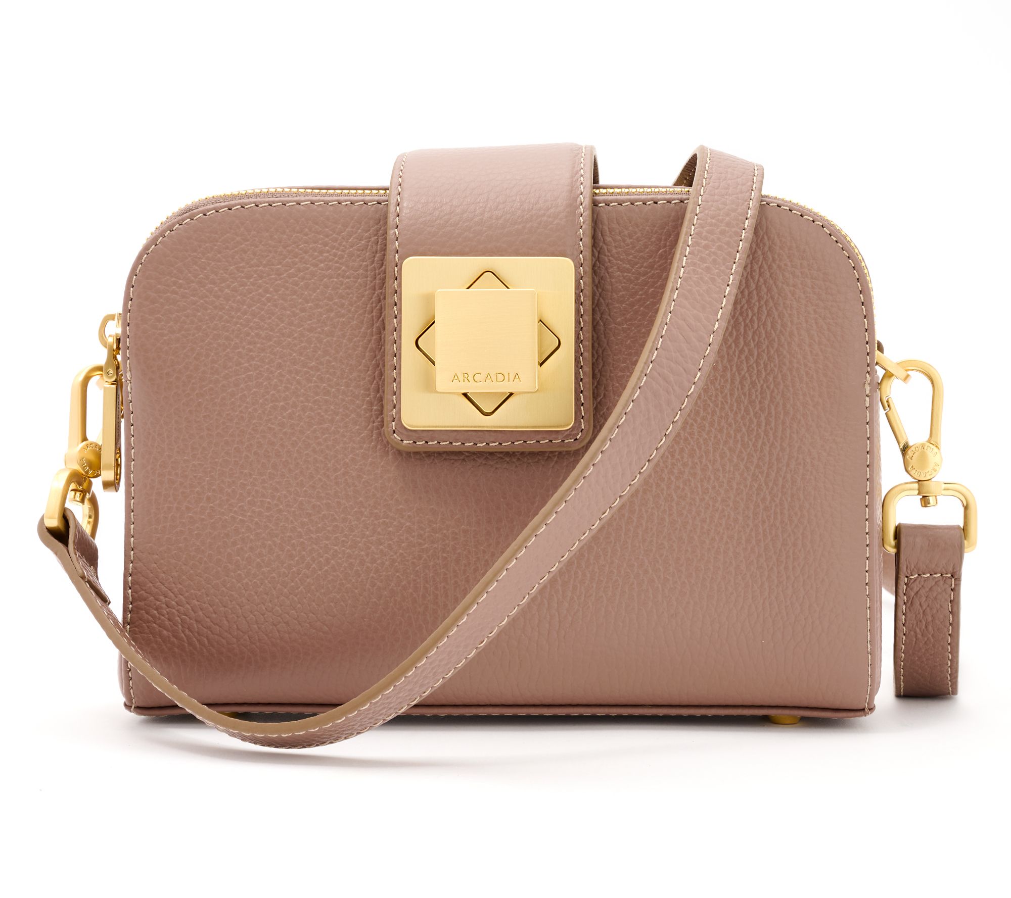 Arcadia Leather Turn Lock Giordana Crossbody