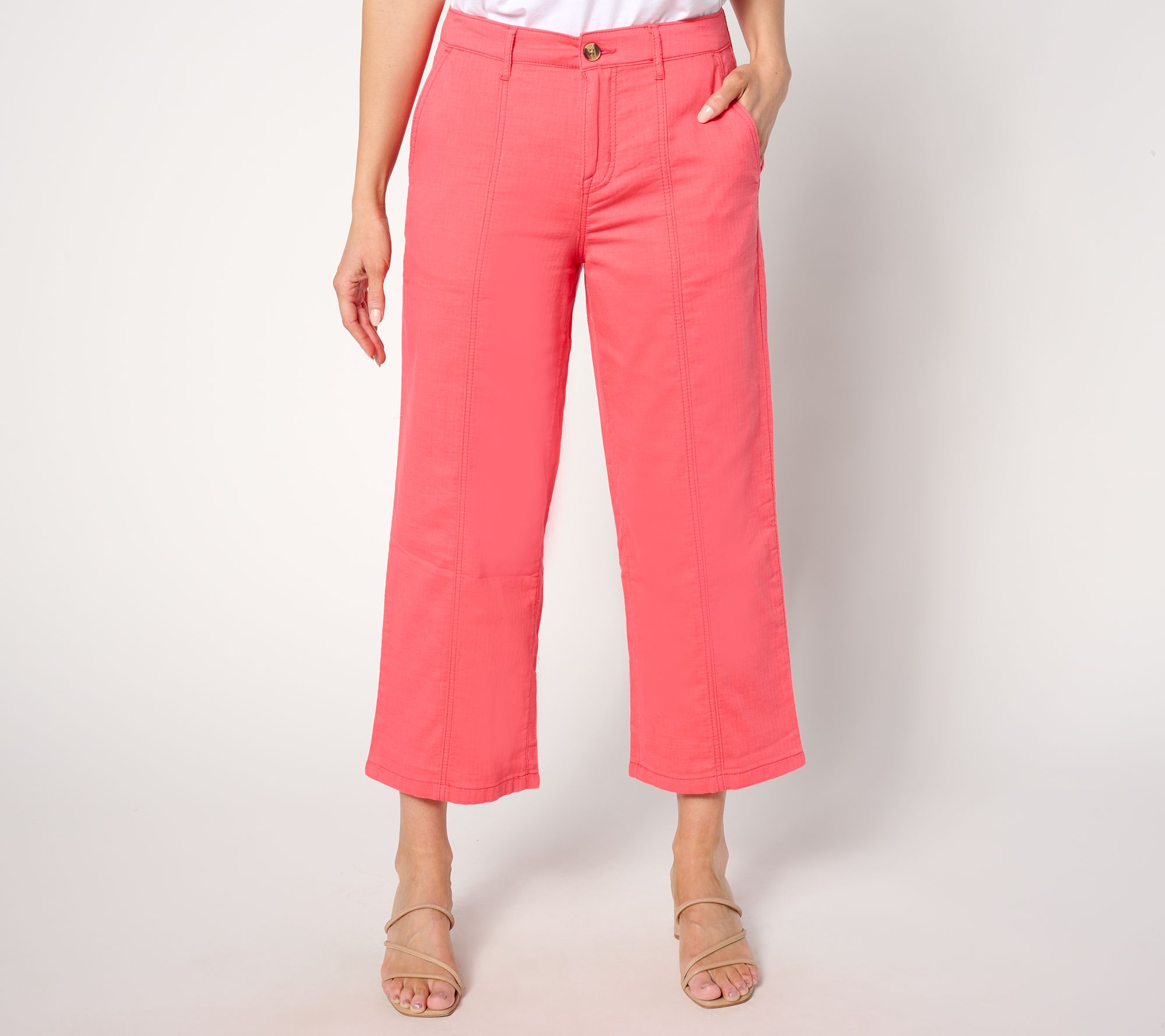 "As Is" LOGO by Lori Goldstein Regular Cotton Gauze Crop Pant