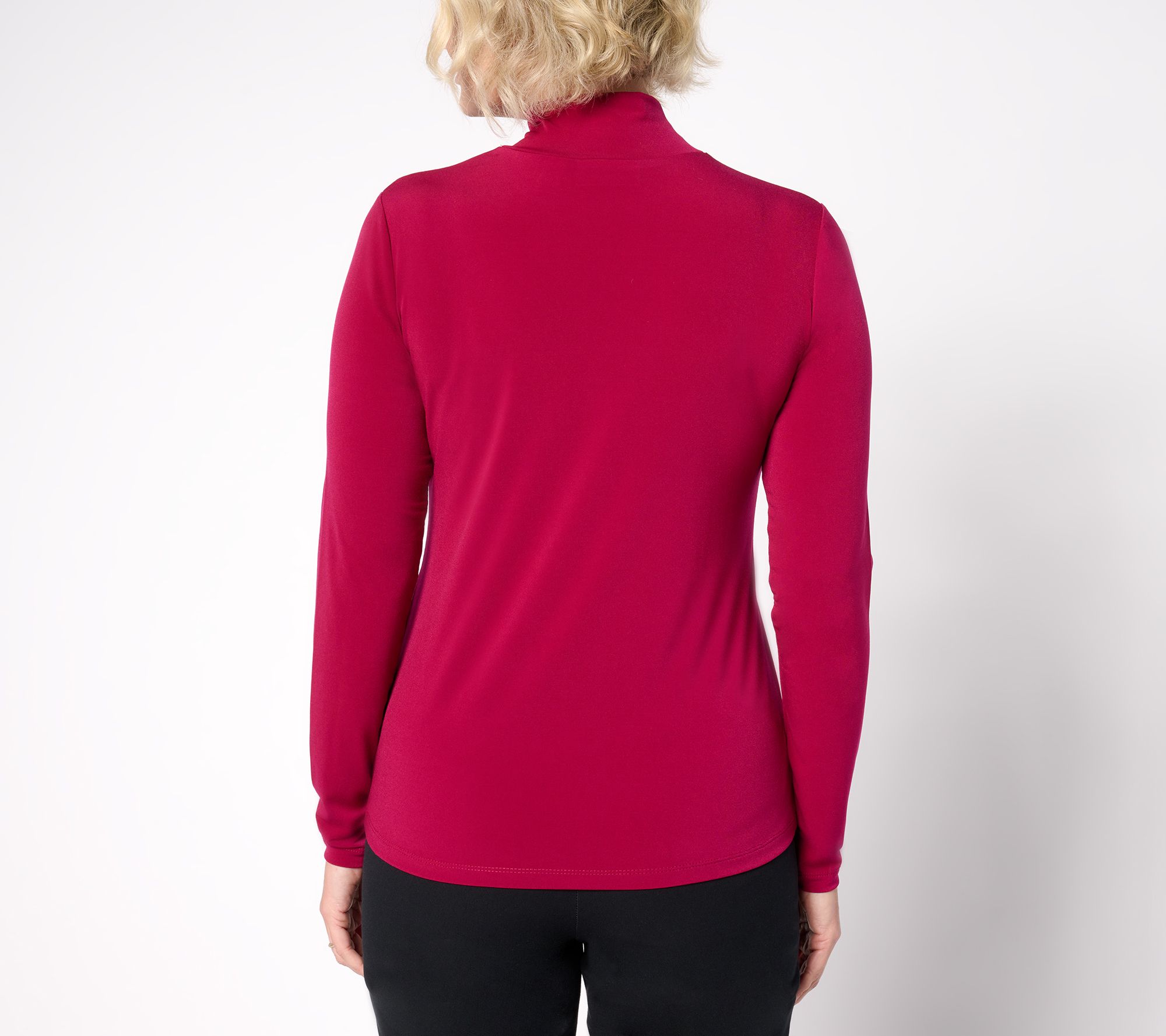 Susan Graver Liquid Knit Long-Sleeve Mock- Neck Top w
