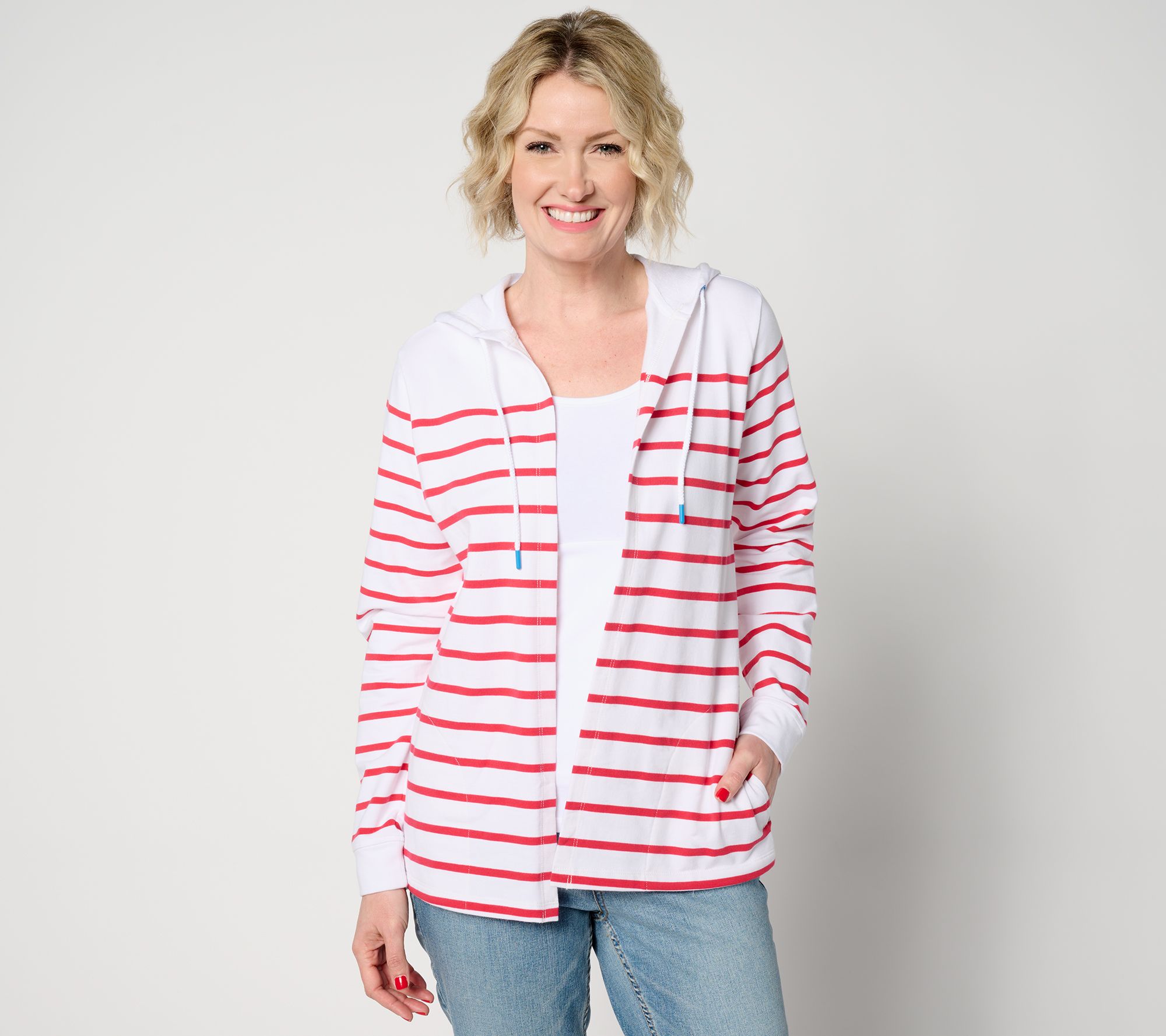 "As Is" Denim & Co. Active Ameriana Petite French Terry Jacket