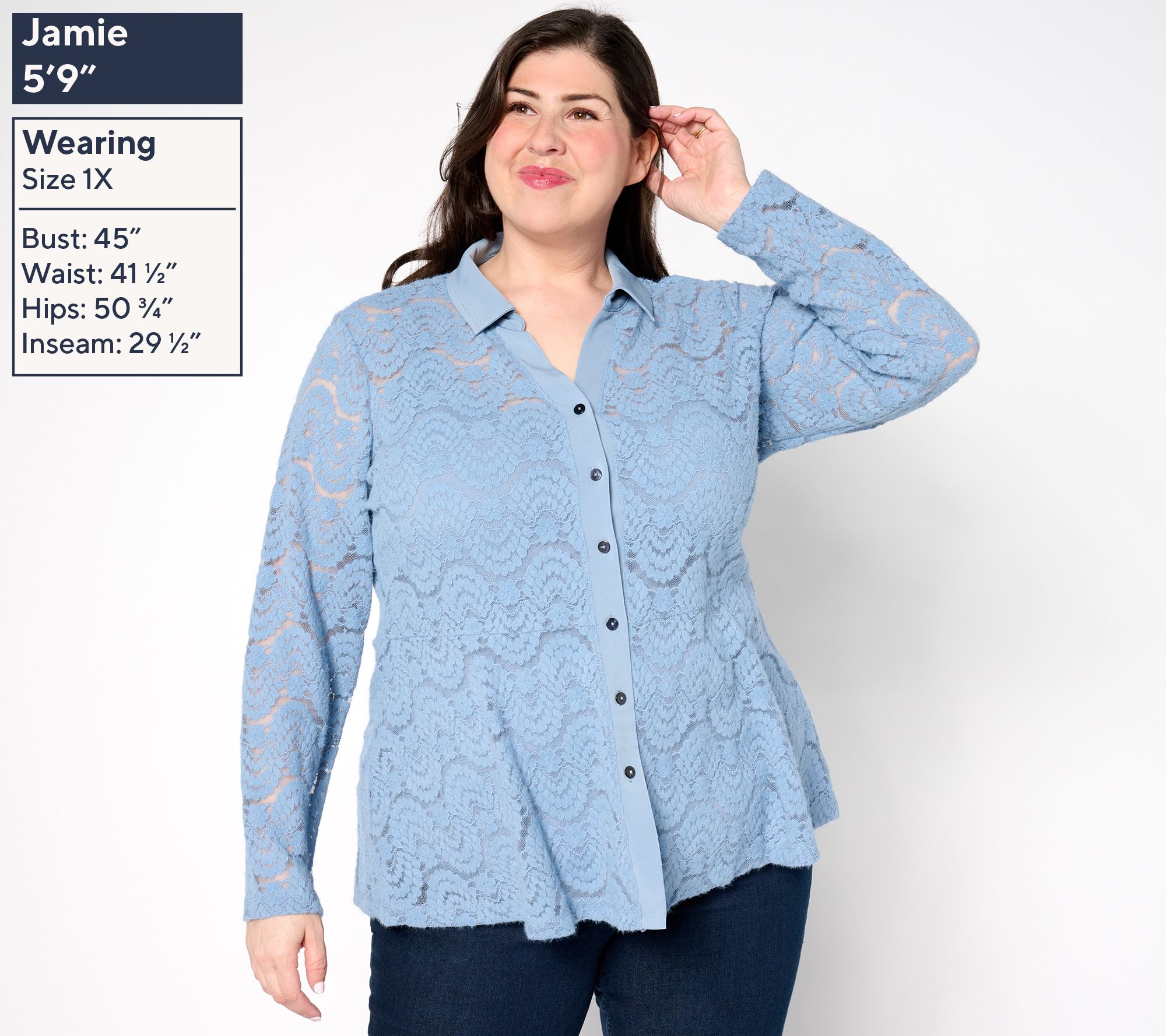 Susan Graver Occasions Brushed Lace Button-Front Top & Cami