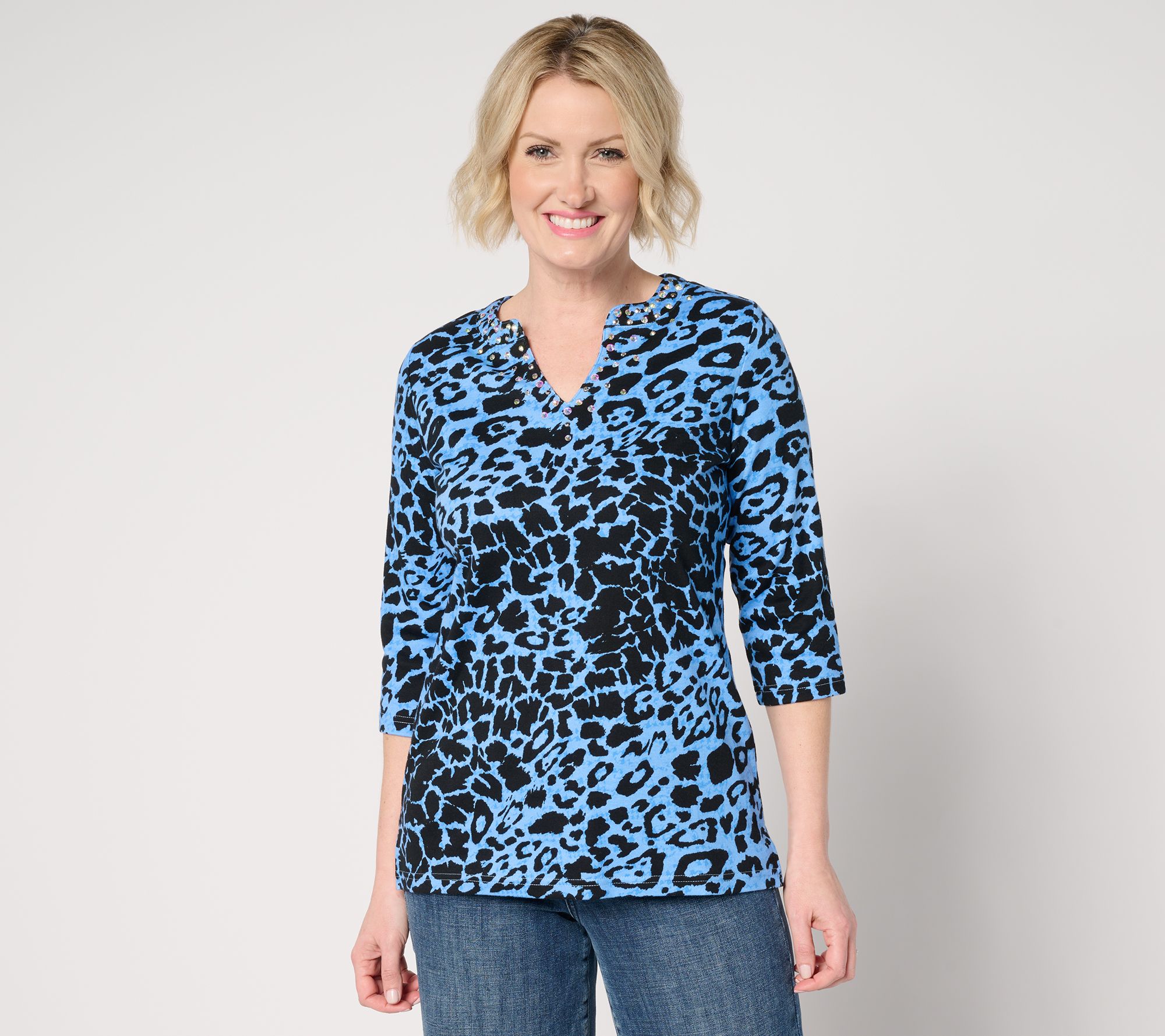 Quacker Factory Angel's Wild Side 3/4 Sleeve Knit Top