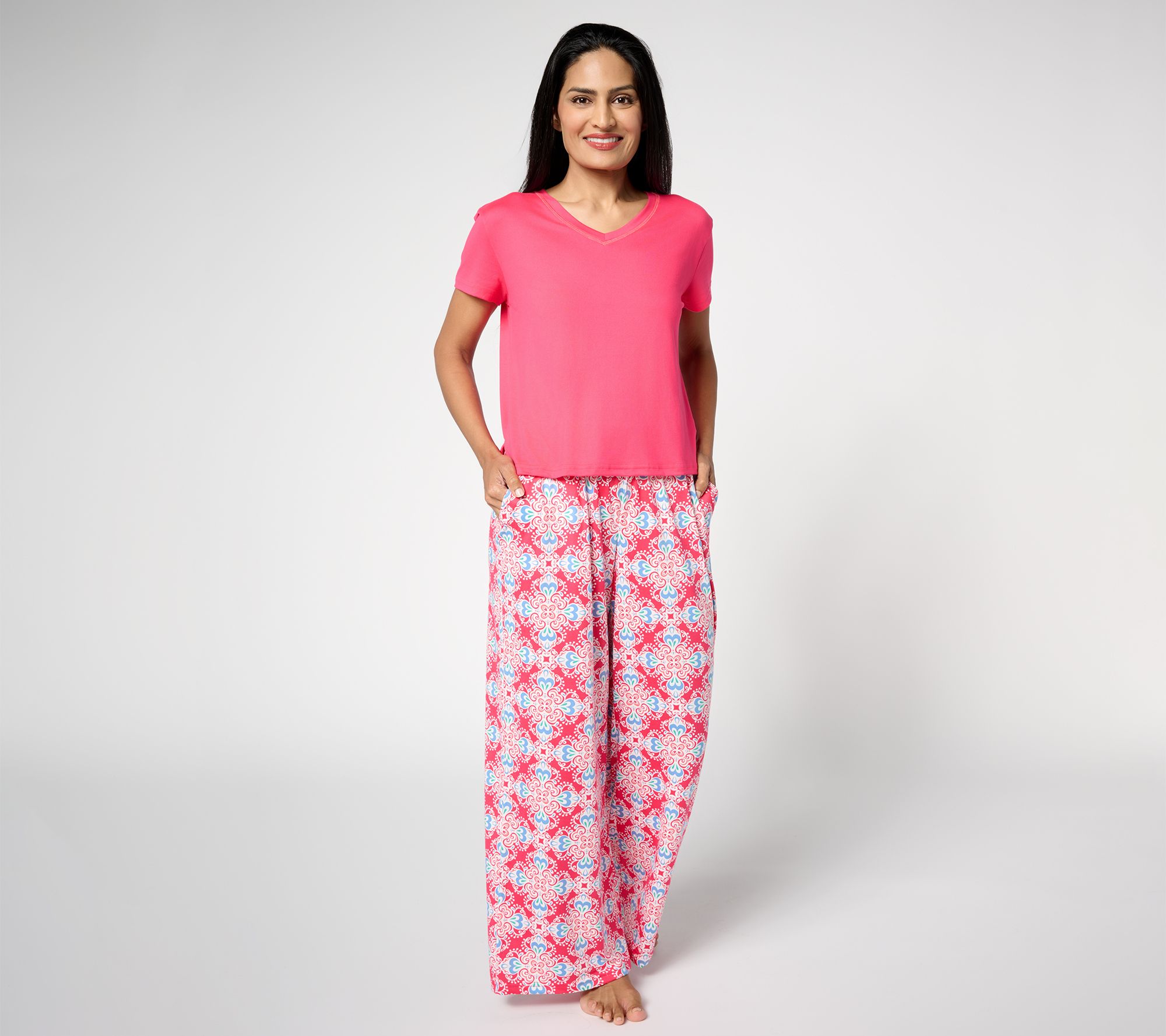 MUK LUKS Cloud Knit Boxy Tee & Relaxed Pant Pajama Set