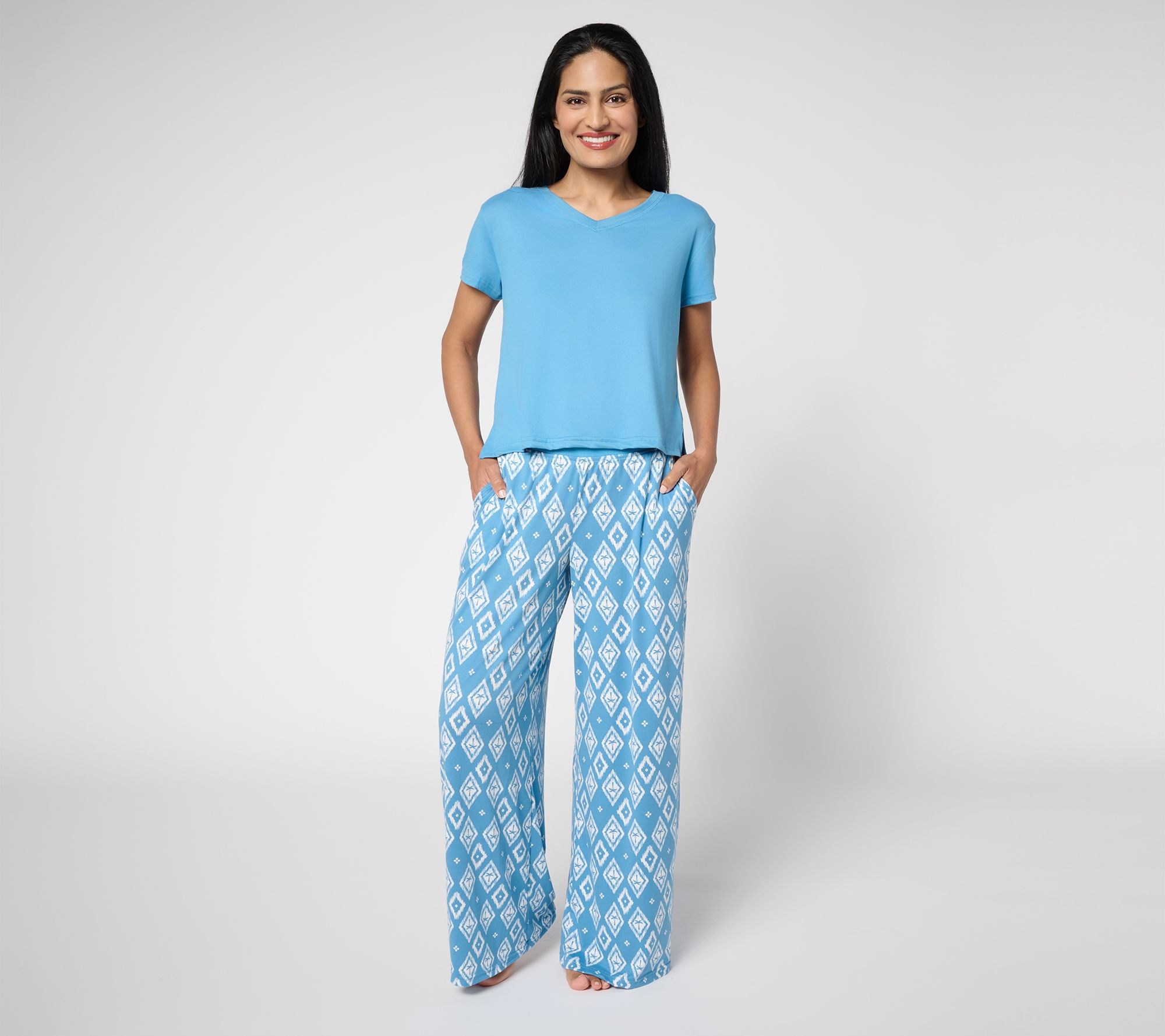 MUK LUKS Cloud Knit Boxy Tee & Relaxed Pant Pajama Set
