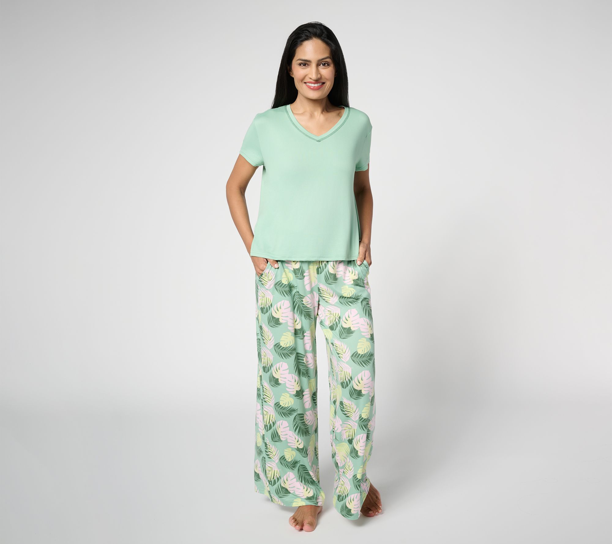 MUK LUKS Cloud Knit Boxy Tee & Relaxed Pant Pajama Set