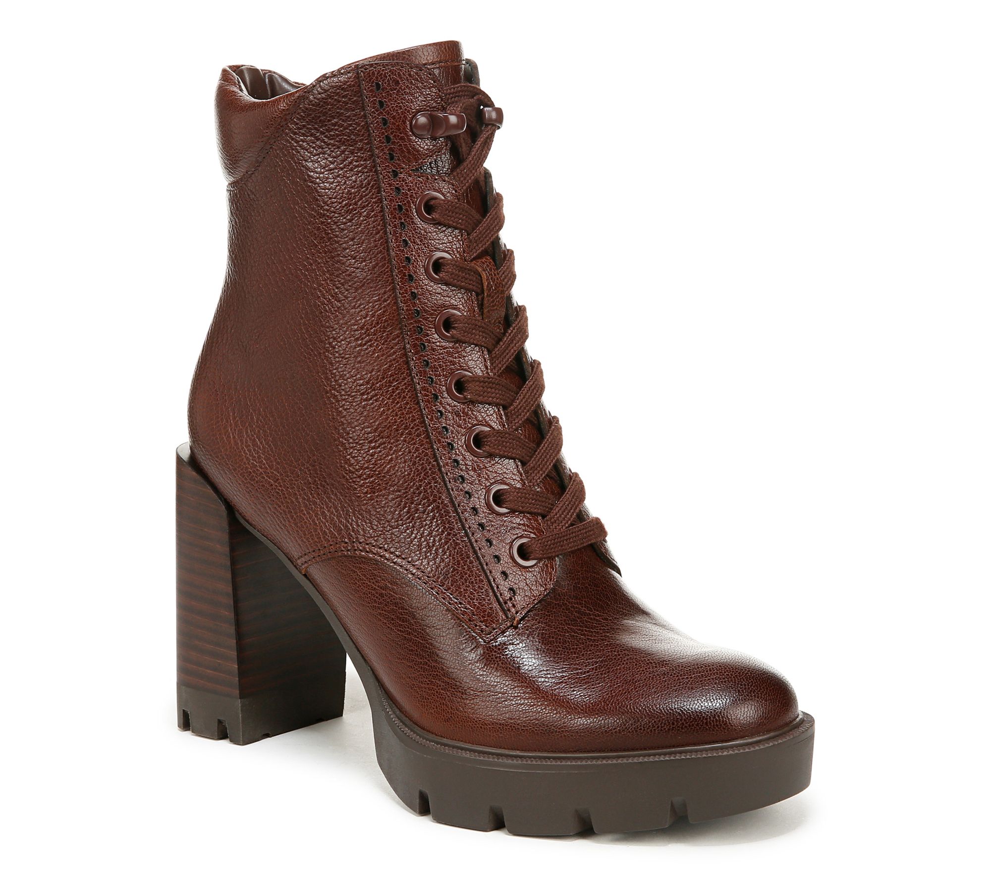 Naturalizer Leather Chunky Lug Heel Combat Boot s - Prewitt