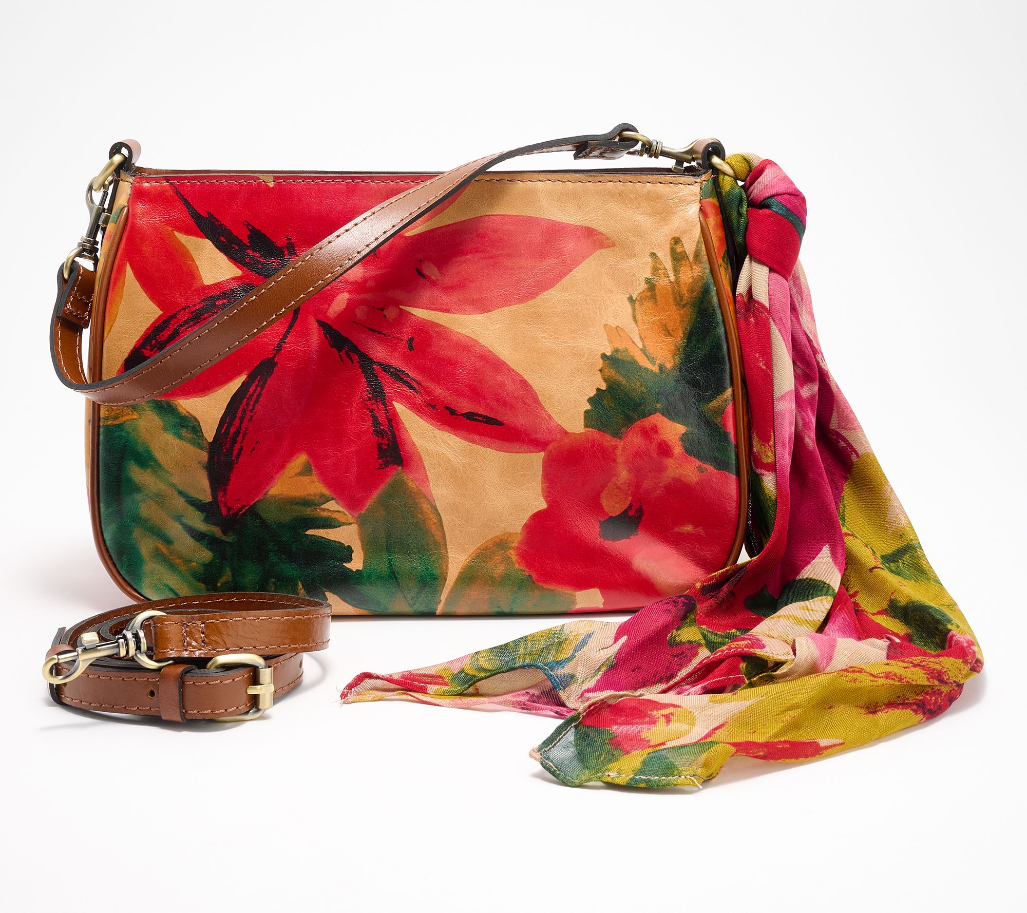 Patricia Nash Ikaria Leather Shoulder Bag with Crossbody Strap