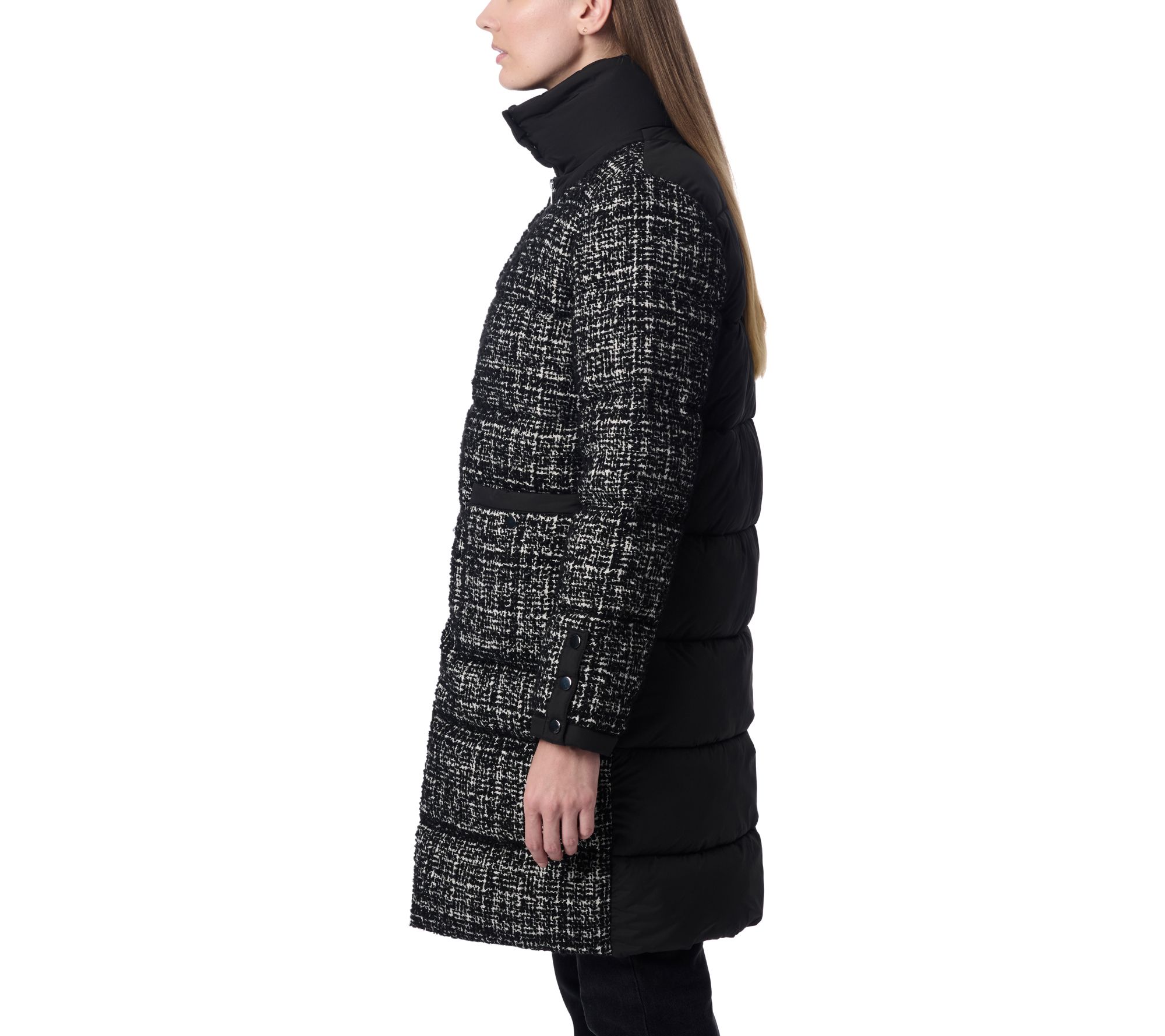 Bernardo Regent Tweed Long Puffer Coat - QVC.com