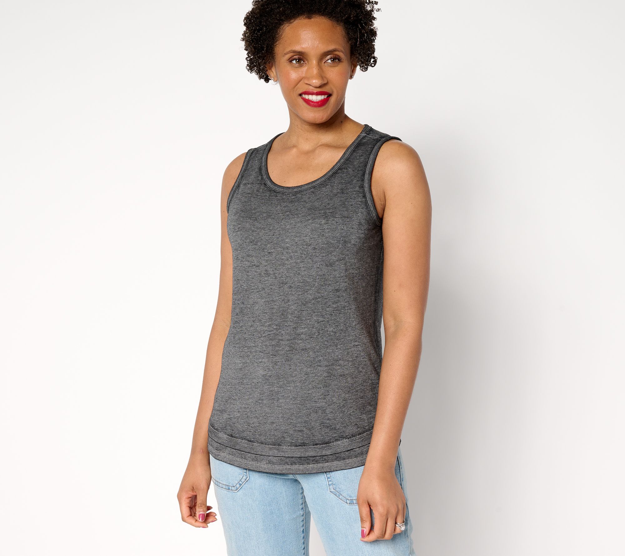 AnyBody Beach Wash Jersey and Rib Mixed Tank