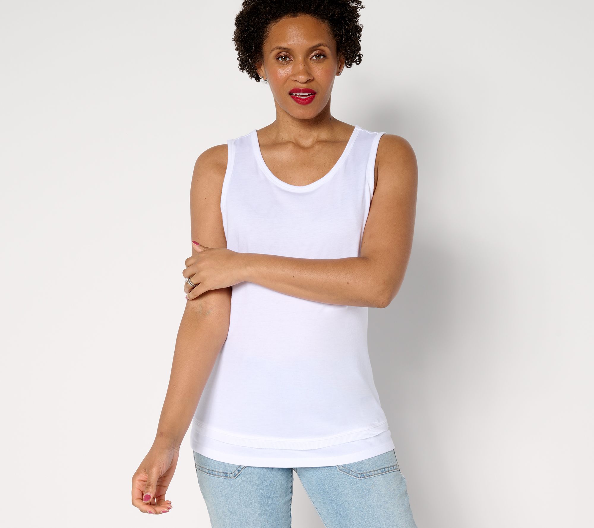 AnyBody Beach Wash Jersey and Rib Mixed Tank