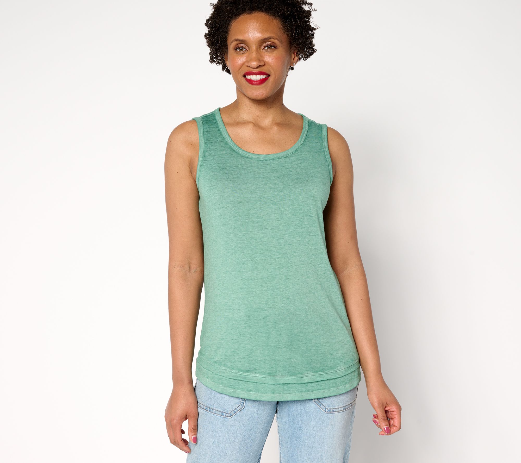 AnyBody Beach Wash Jersey and Rib Mixed Tank