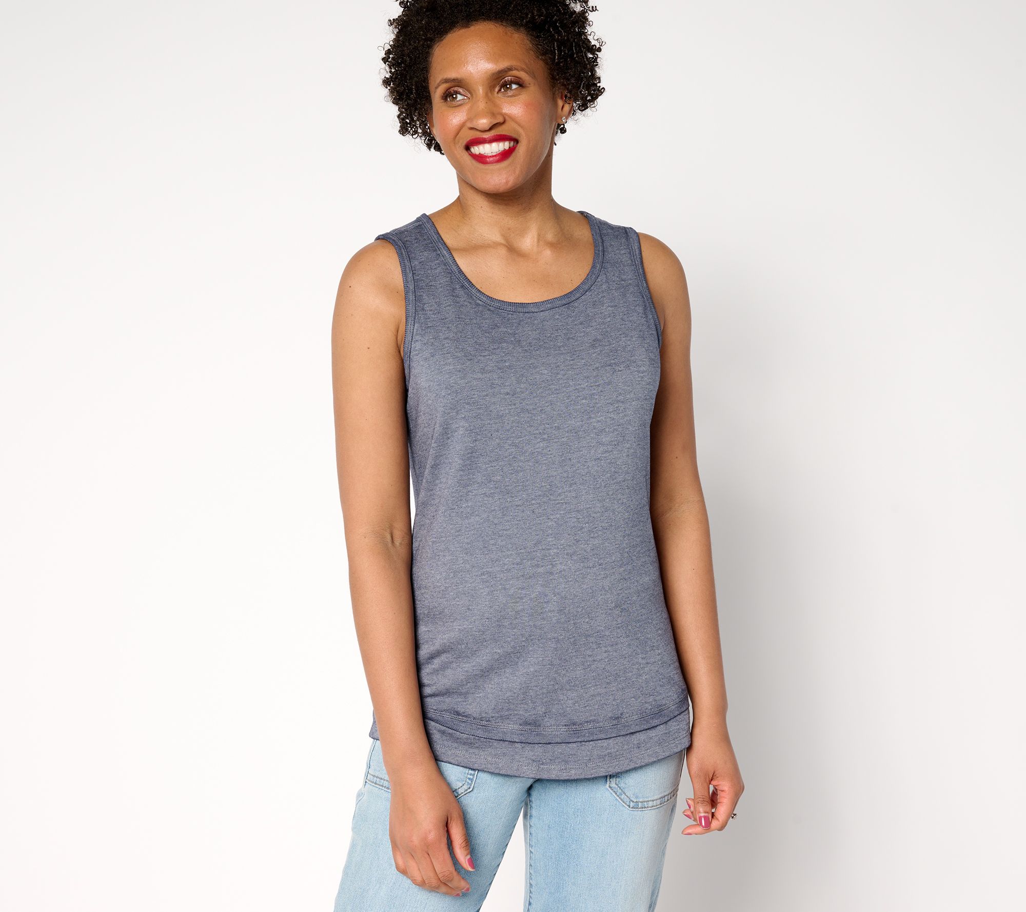 AnyBody Beach Wash Jersey and Rib Mixed Tank