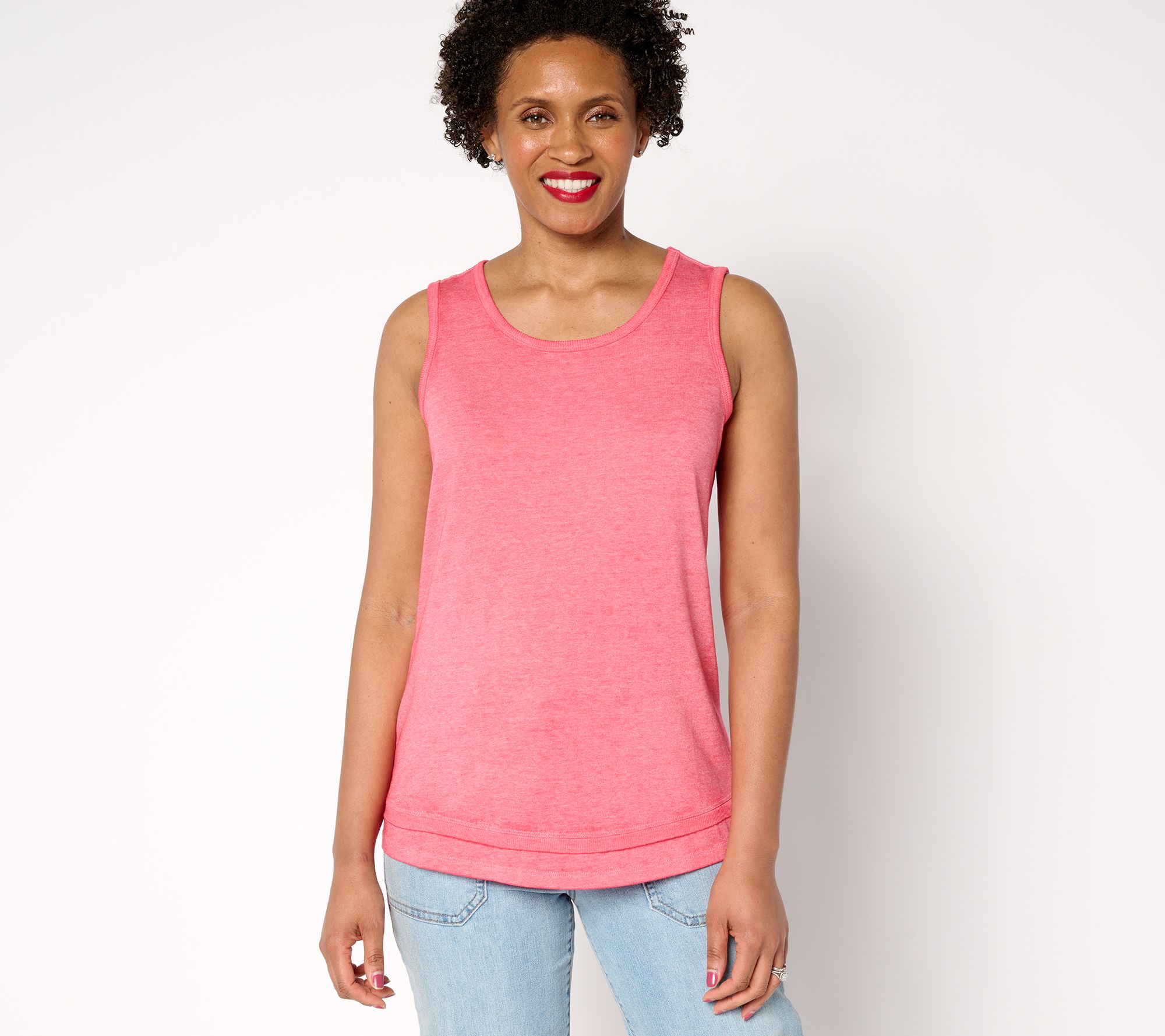 AnyBody Beach Wash Jersey and Rib Mixed Tank