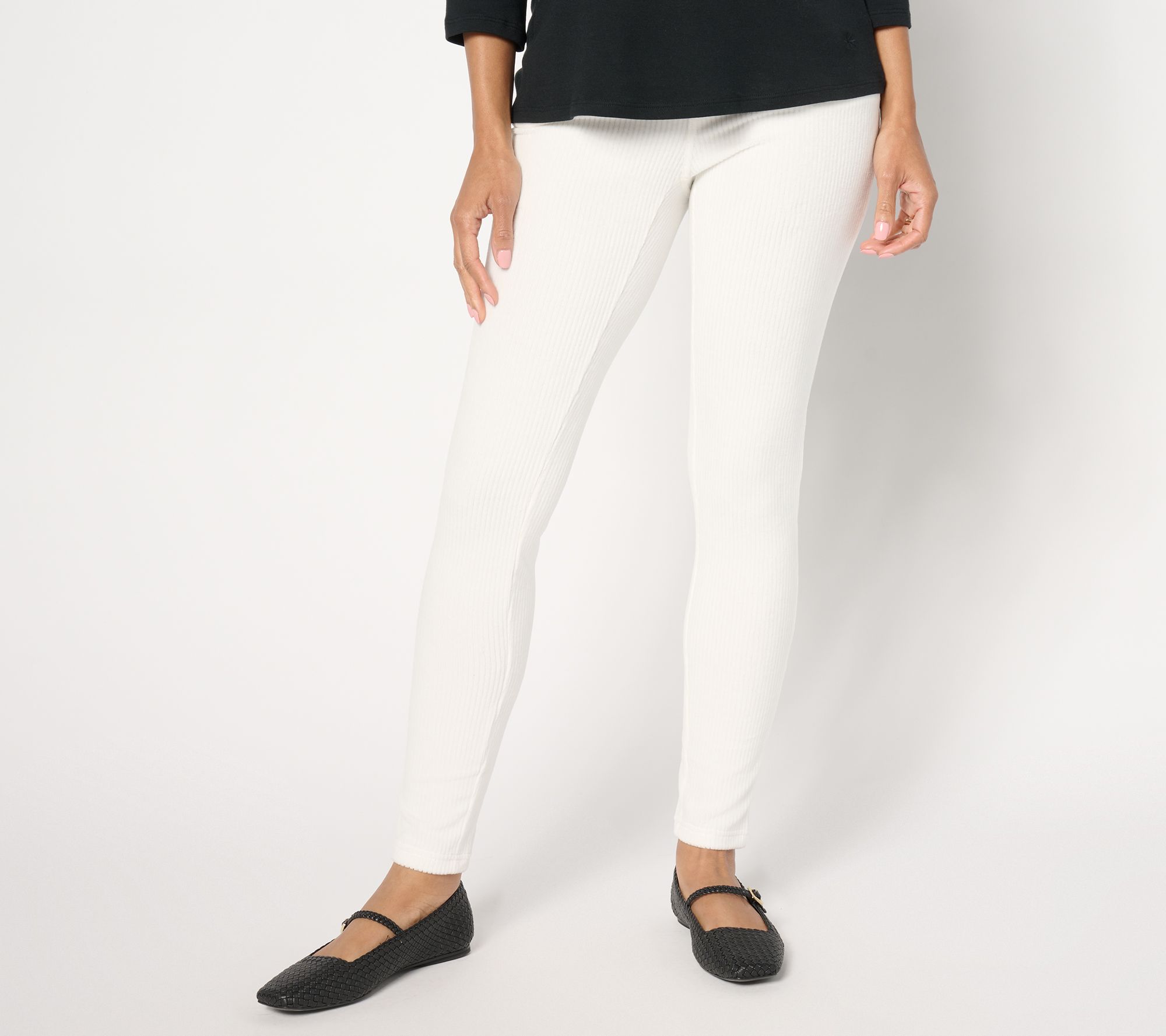 "As Is" Quacker Factory Corduroy Short Flat Waistband Jegging