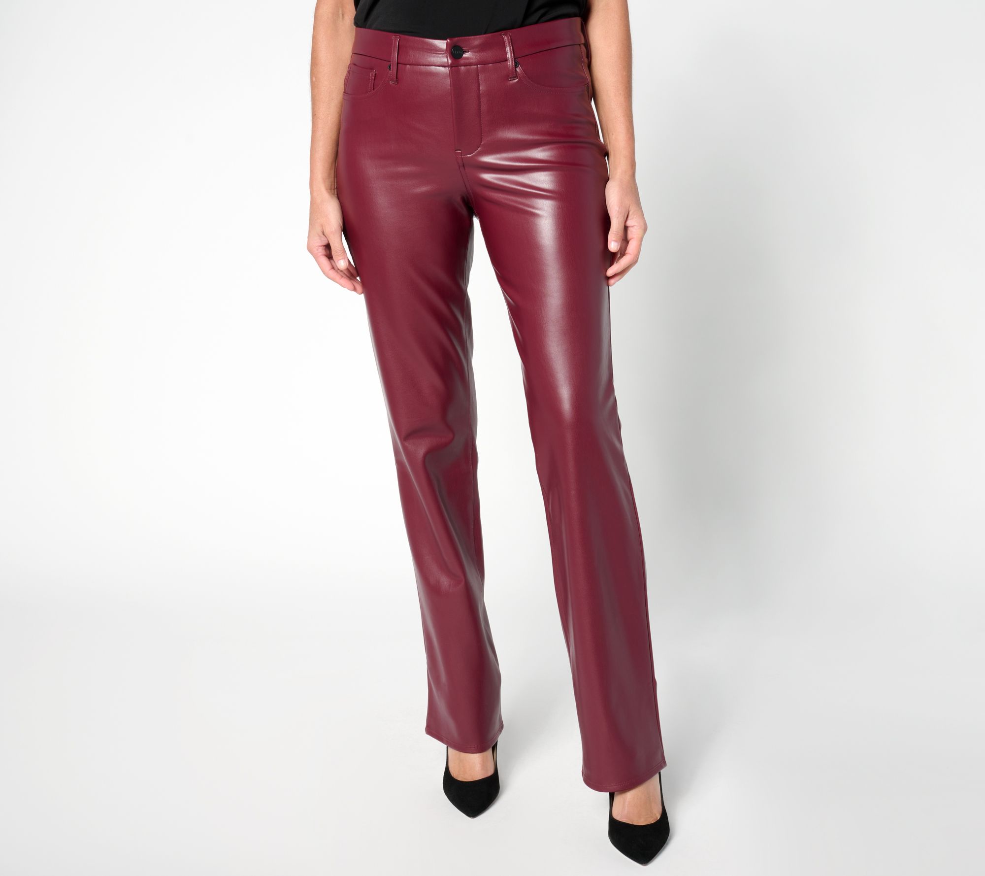 "As Is" NYDJ Marilyn Straight Faux Leather Pant- Tavern