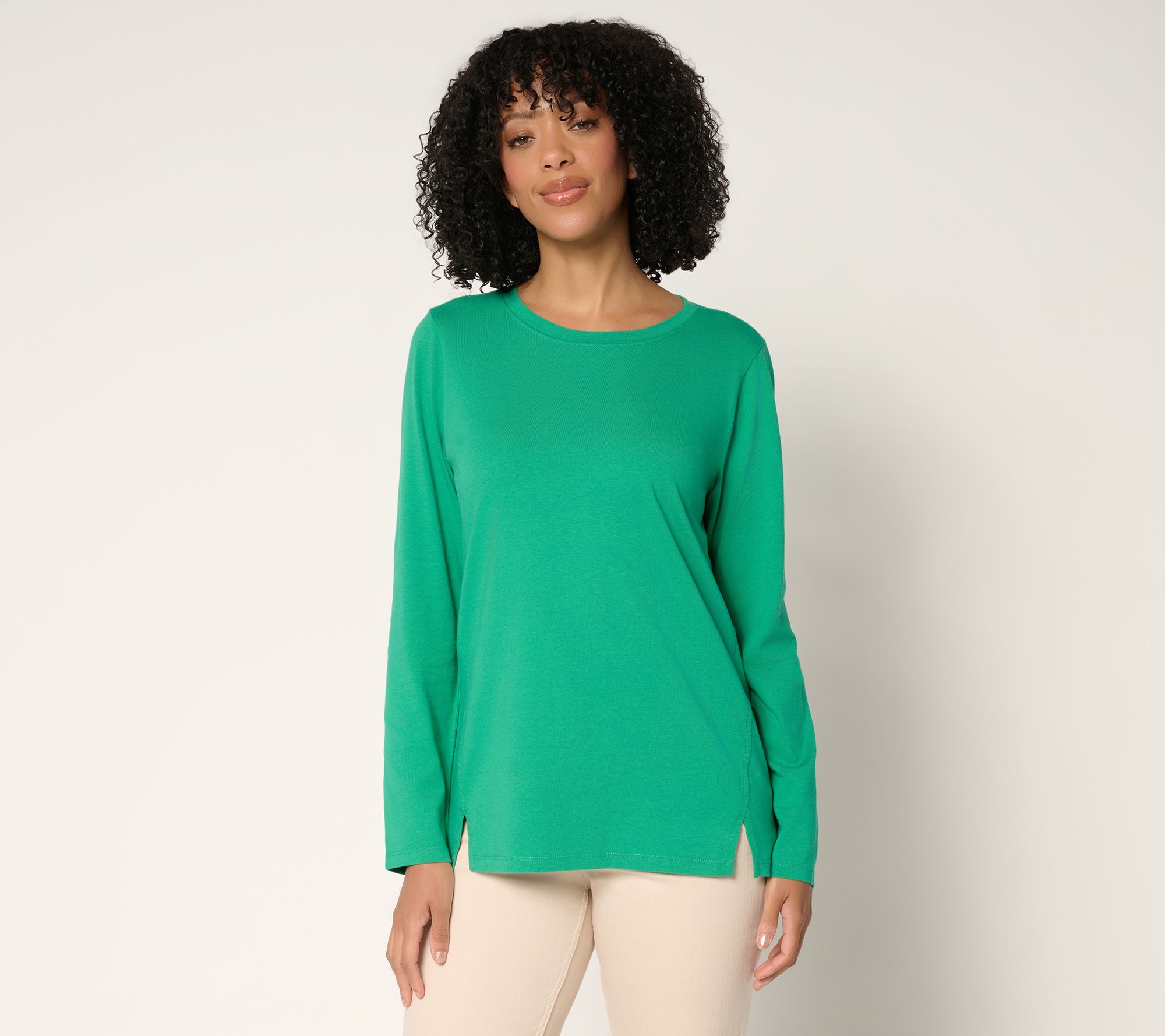 LOGO by Lori Goldstein Long Sleeve Everyday Tee with Slits