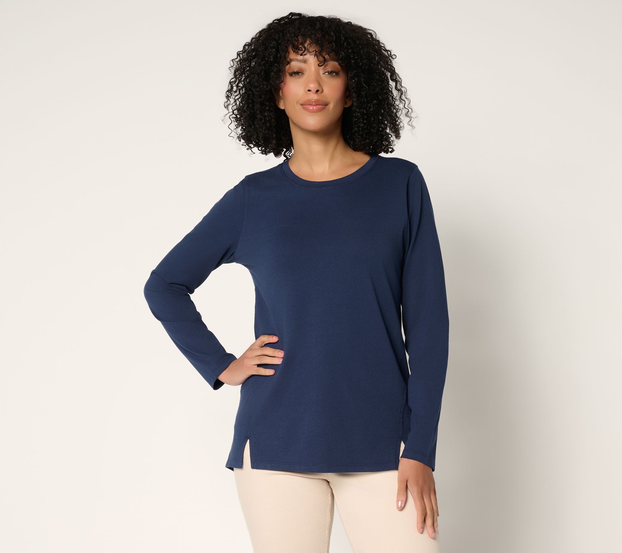 LOGO by Lori Goldstein Long Sleeve Everyday Tee with Slits