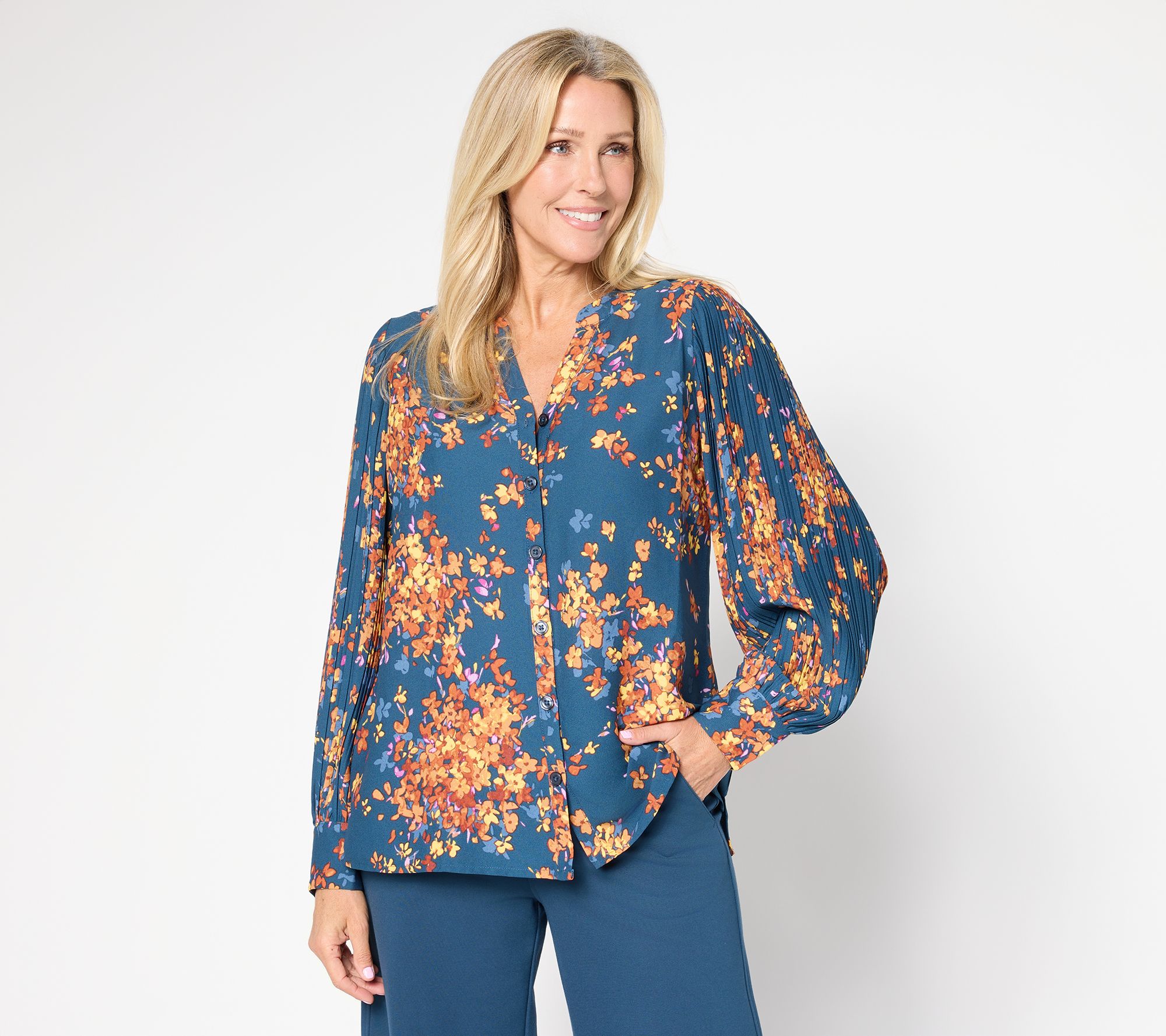 Belle by Kim Gravel Autumn Sunset Accordion Sleeve Blouse