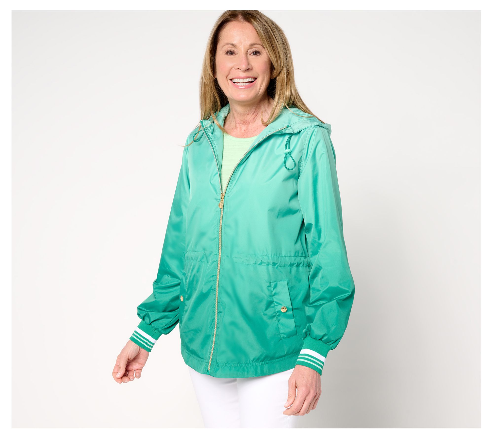 "As Is" Isaac Mizrahi Live! Clubhouse Zip- Up Ombre Anorak Jacket