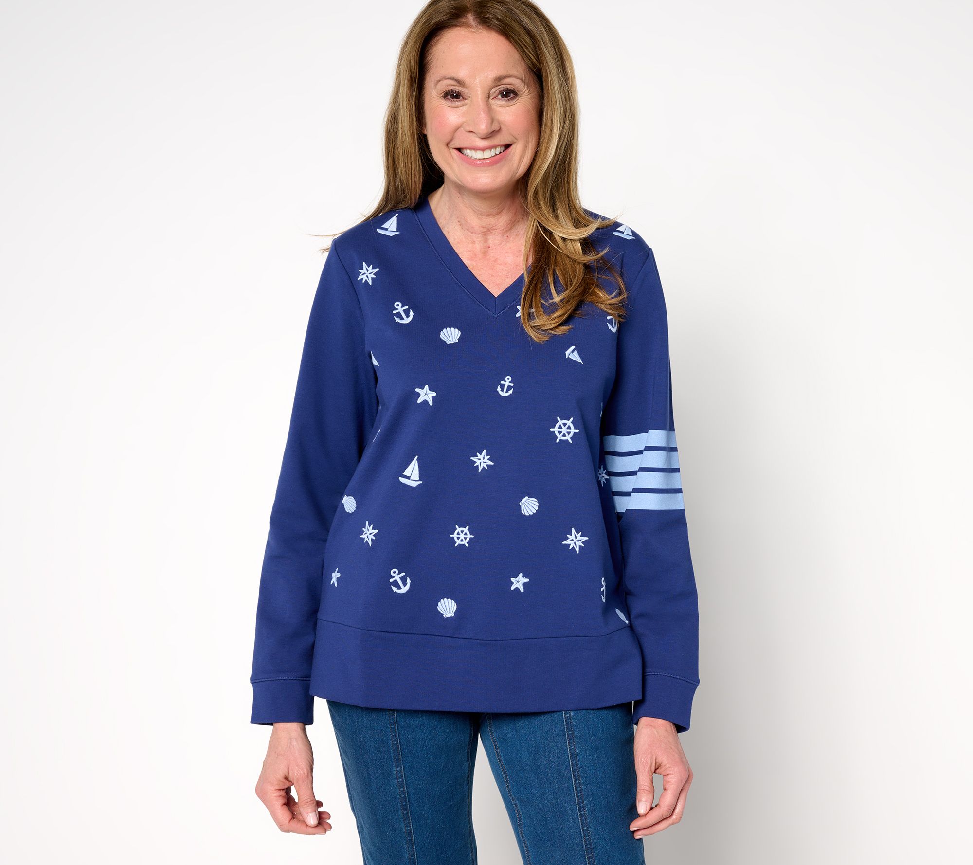 "As Is" Sport Savvy French Terry Sweatshirt with Embroidery