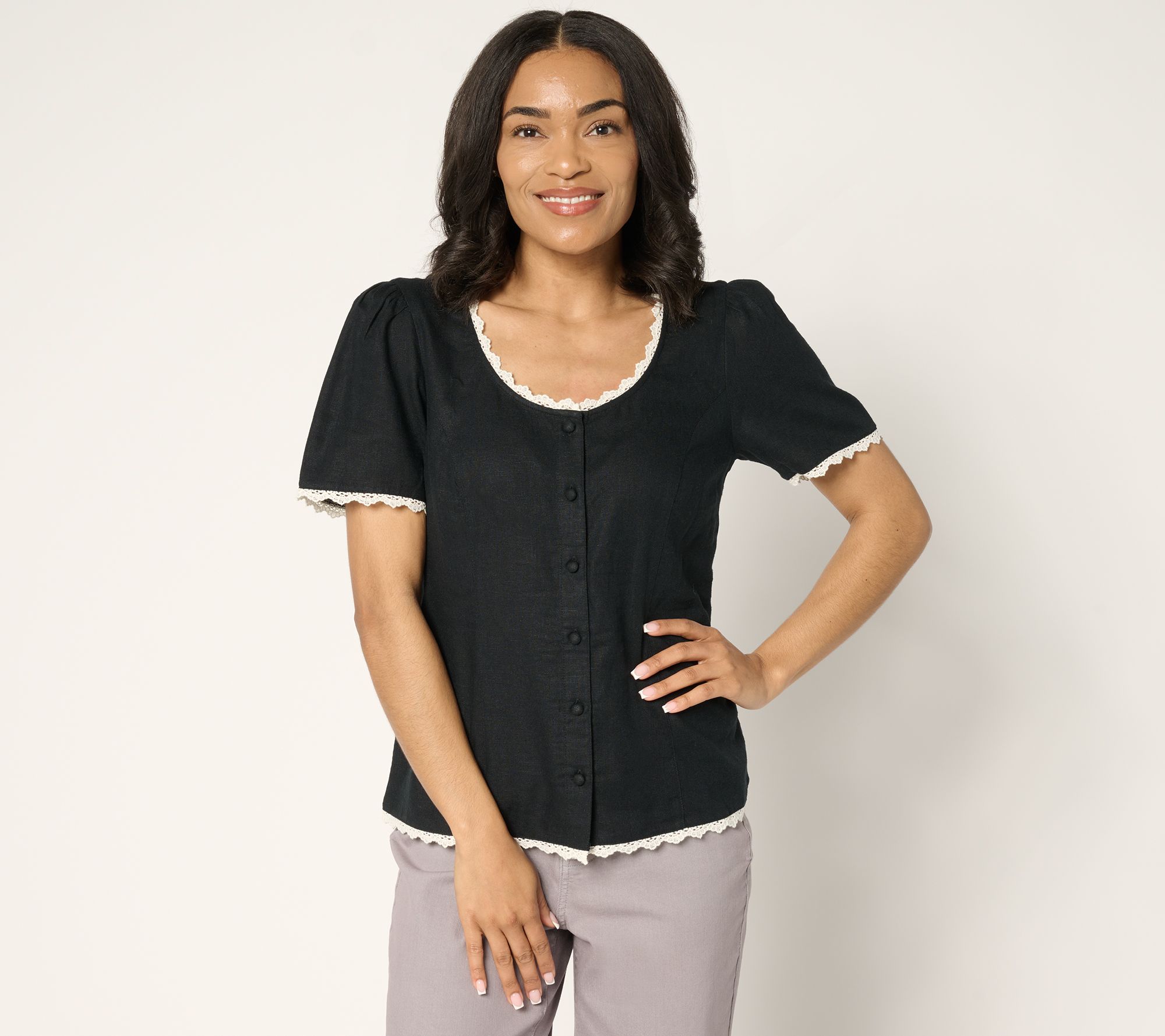 "As Is" Me by Jennie Garth Lizzy Lou Linen Blouse