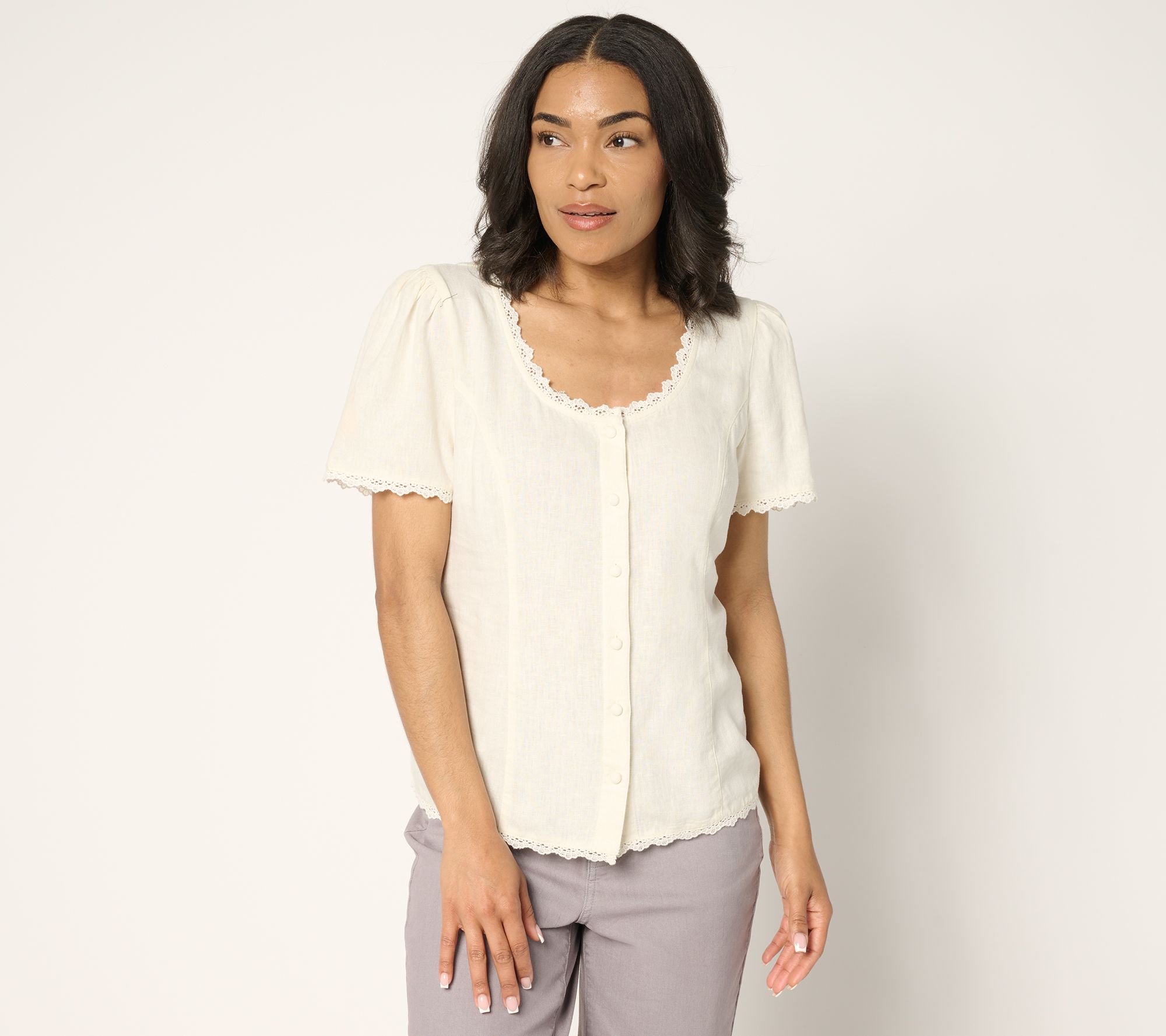 "As Is" Me by Jennie Garth Lizzy Lou Linen Blouse