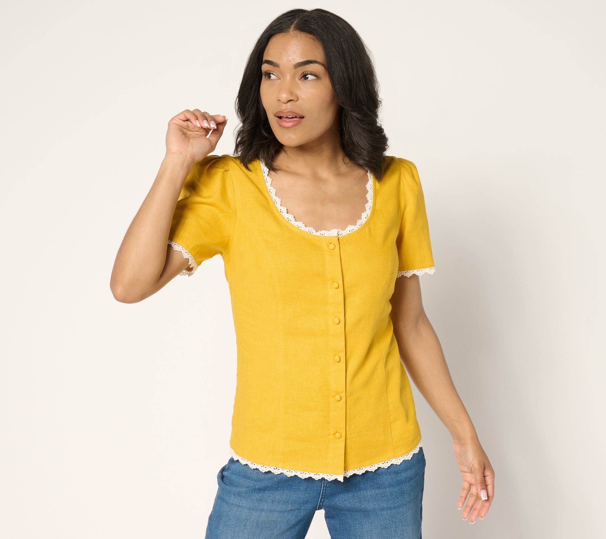 "As Is" Me by Jennie Garth Lizzy Lou Linen Blouse