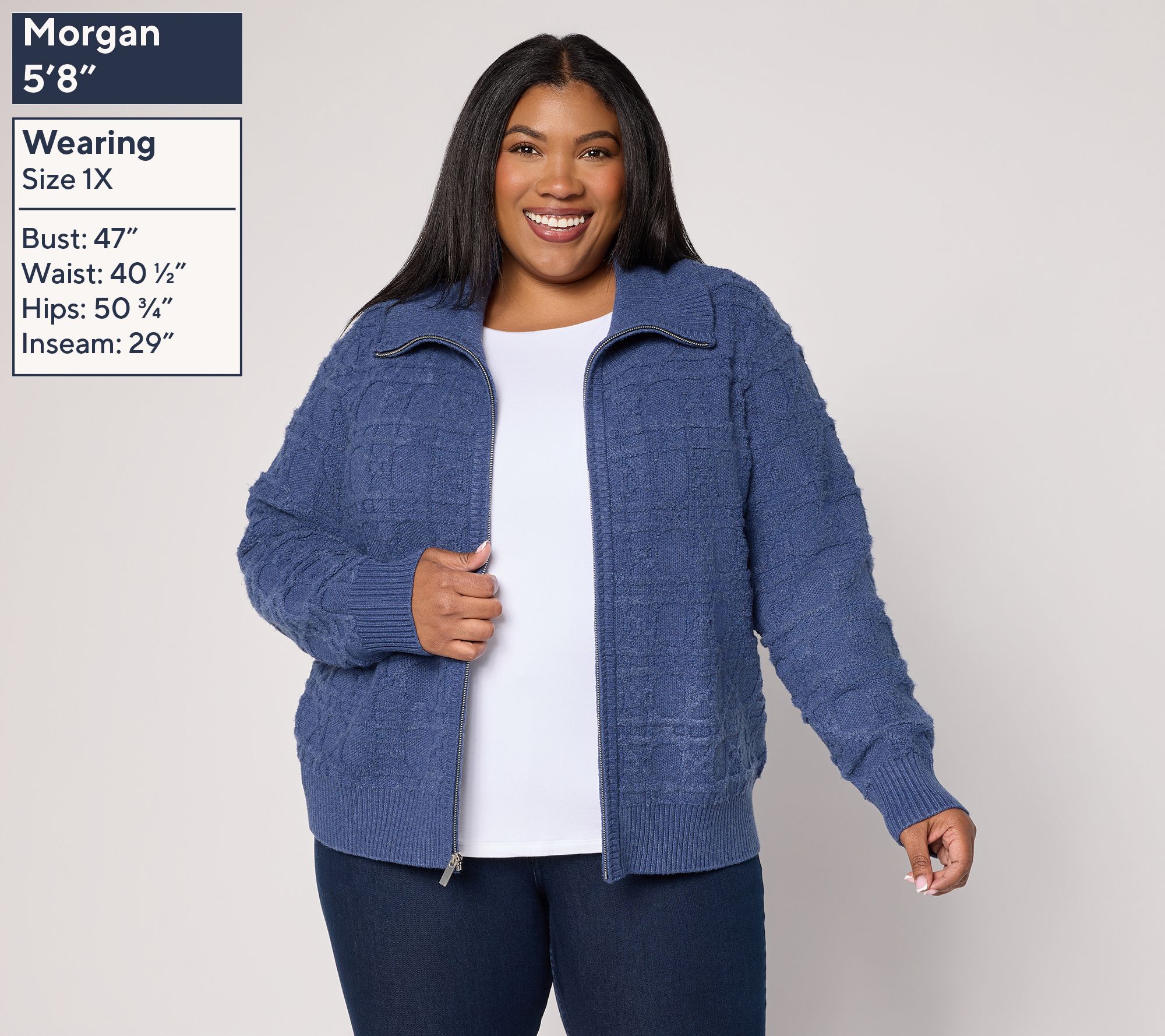 Susan Graver Novelty Zip Front Sweater Jacket - QVC.com