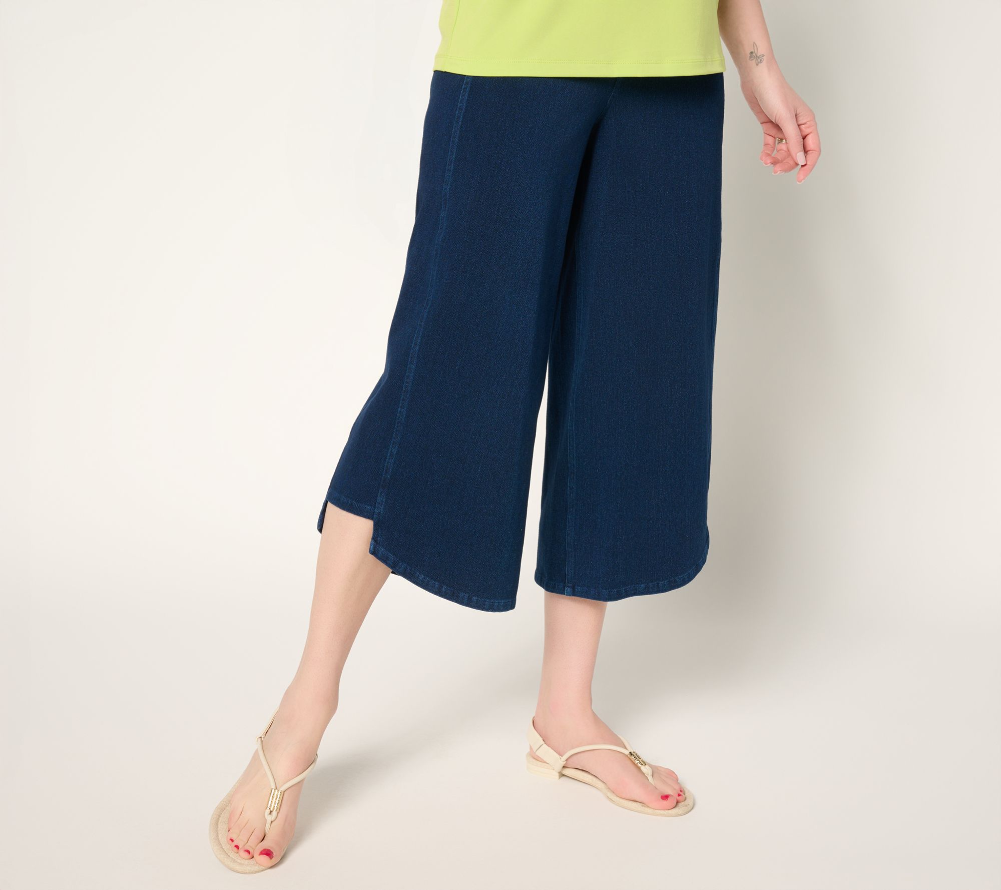 "As Is" Susan Graver Reg Cool Touch Knit Denim Culotte