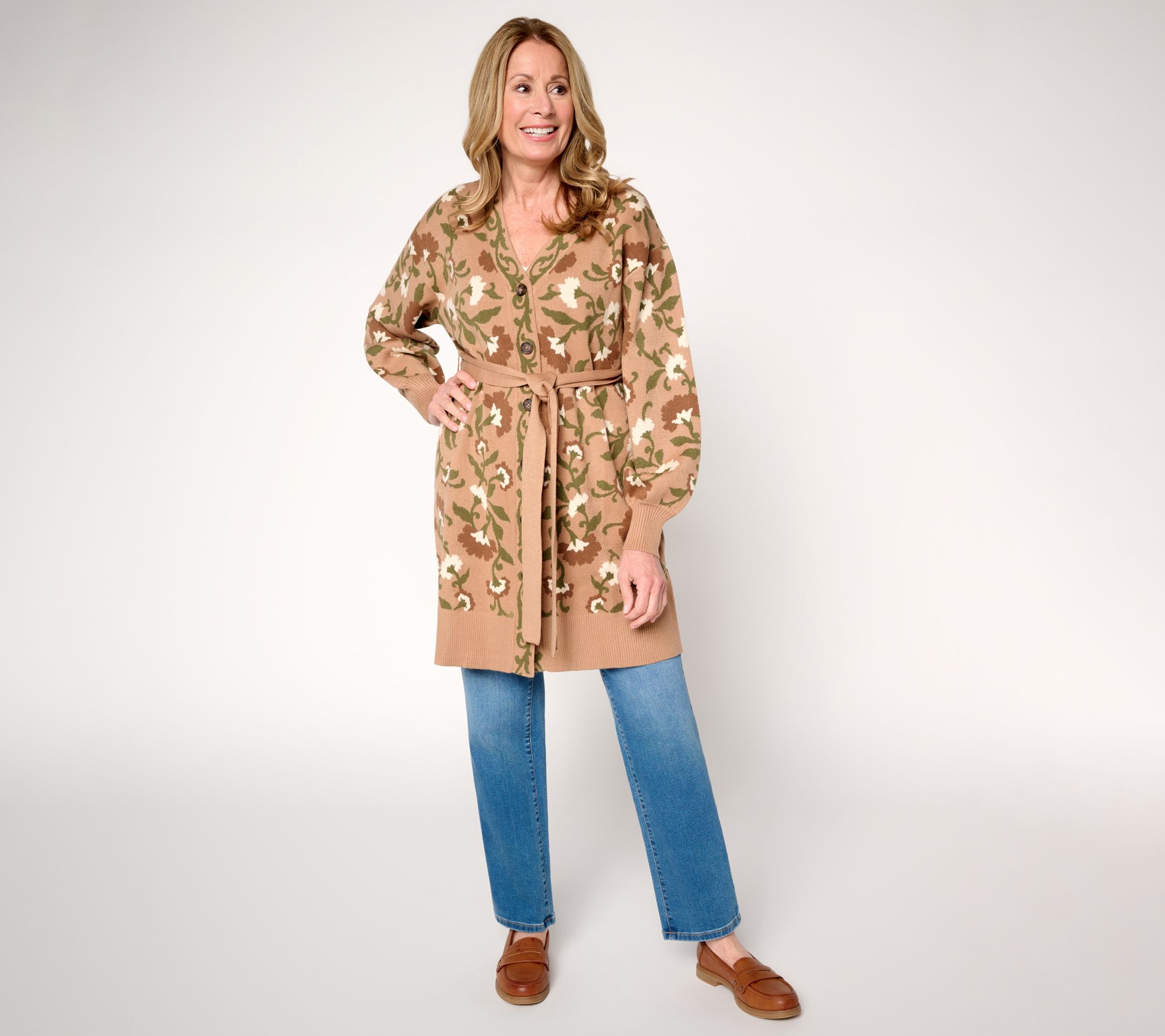 Ree by the Pioneer Woman Double Knit Jacquard Belted Cardigan