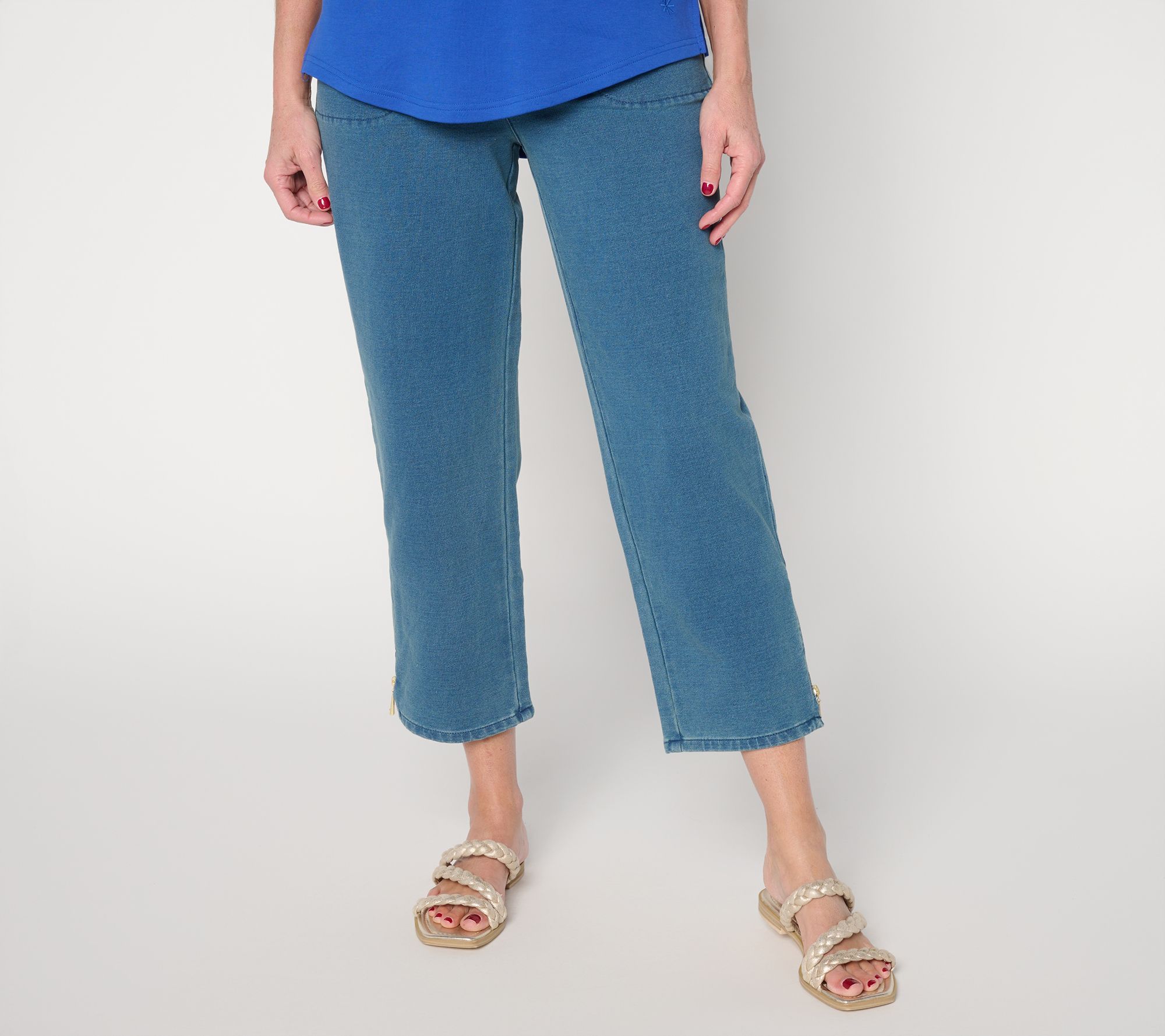 Quacker Factory Short DreamJeannes Glam Zipper Ankle Pant