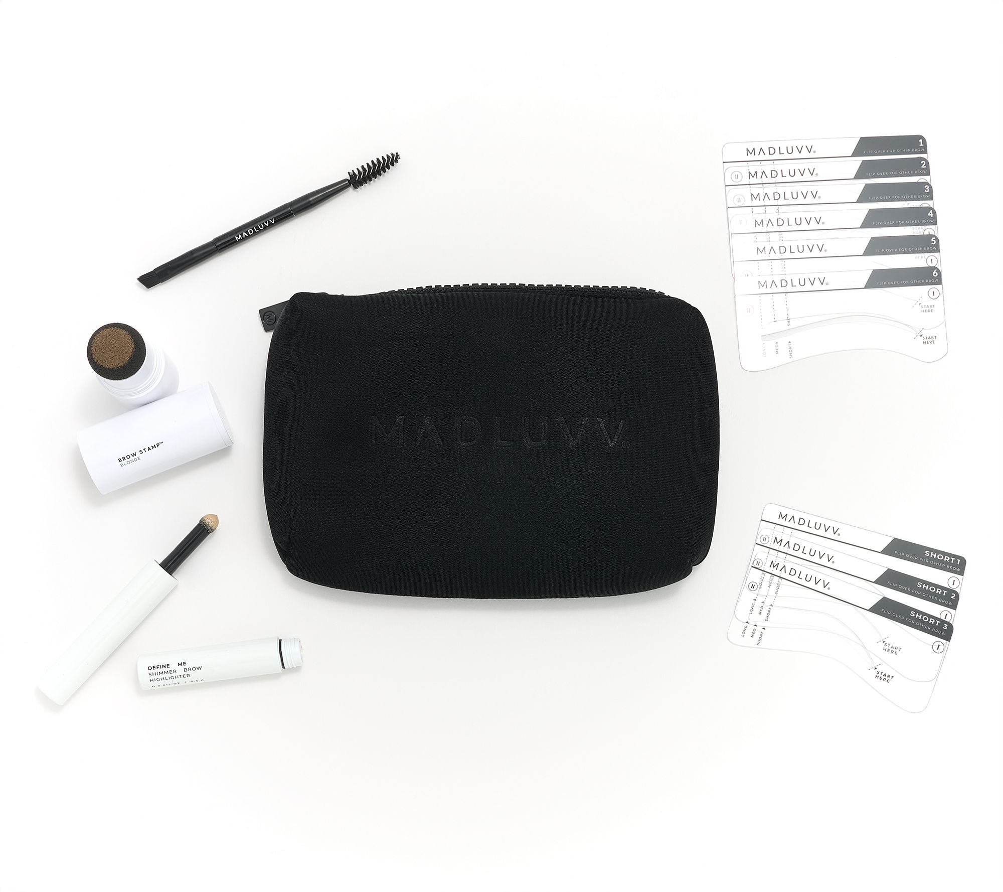  Madluvv Brow Stamp, 9 Stencils & Highlighter Kit with Bag