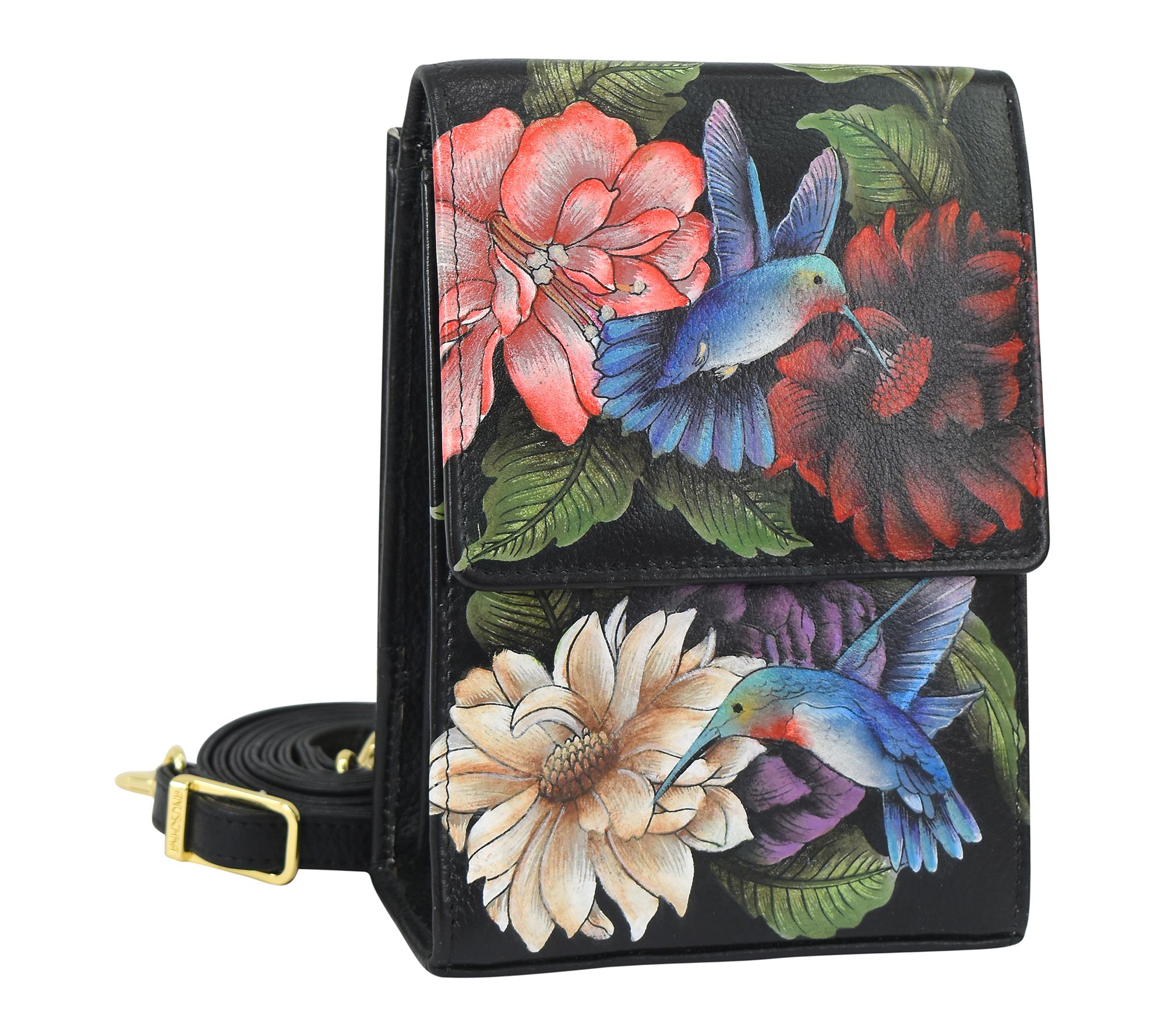 Anuschka Painted Leather Triple Compartment Flap Crossbody