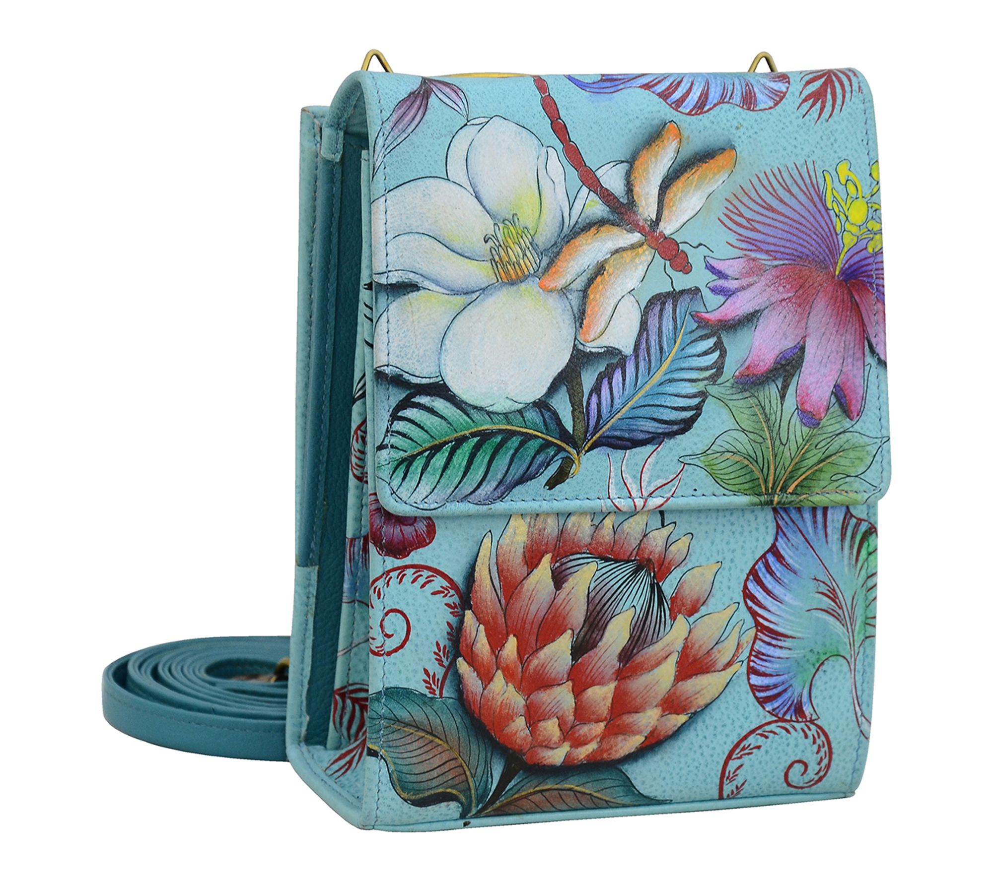 Anuschka Painted Leather Triple Compartment Flap Crossbody