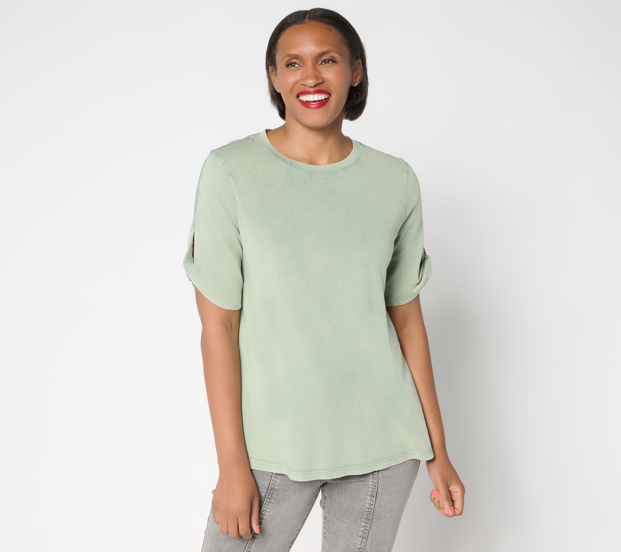 "As Is" LOGO Principles by Lori Goldstein Elbow Twist Detail Knit Top