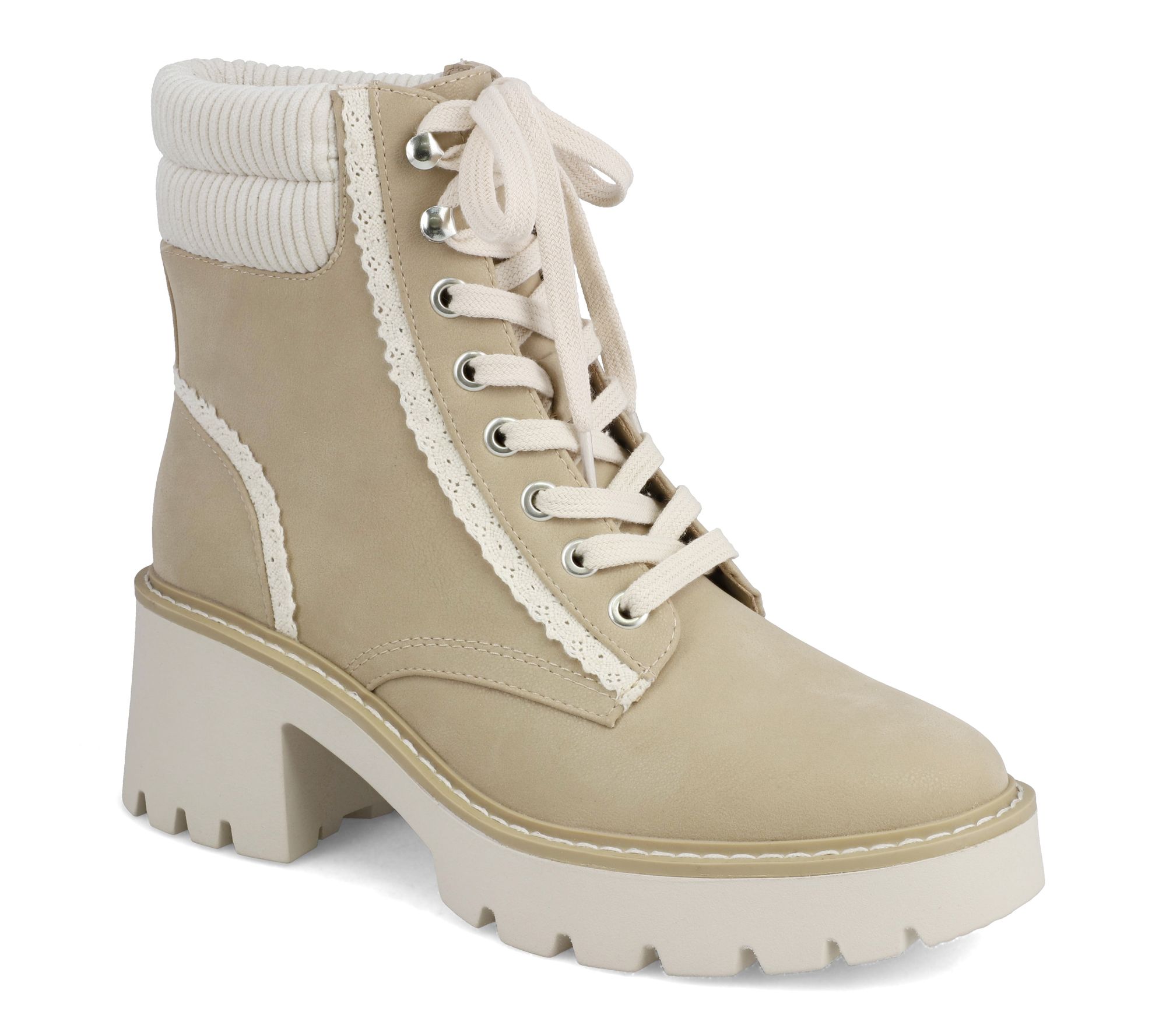 MIA Block Heel Lace Up Ankle Booties - Nakoma