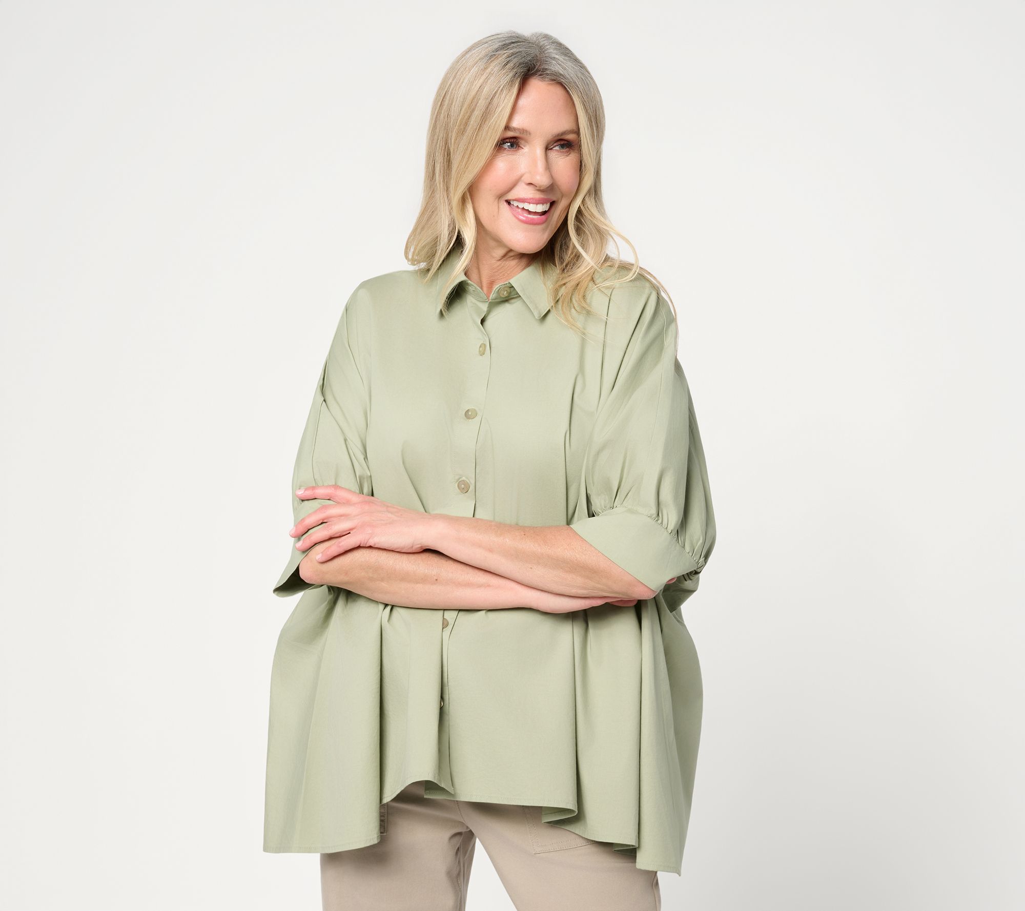Martha Stewart Signature Oversized Button Front Shirt