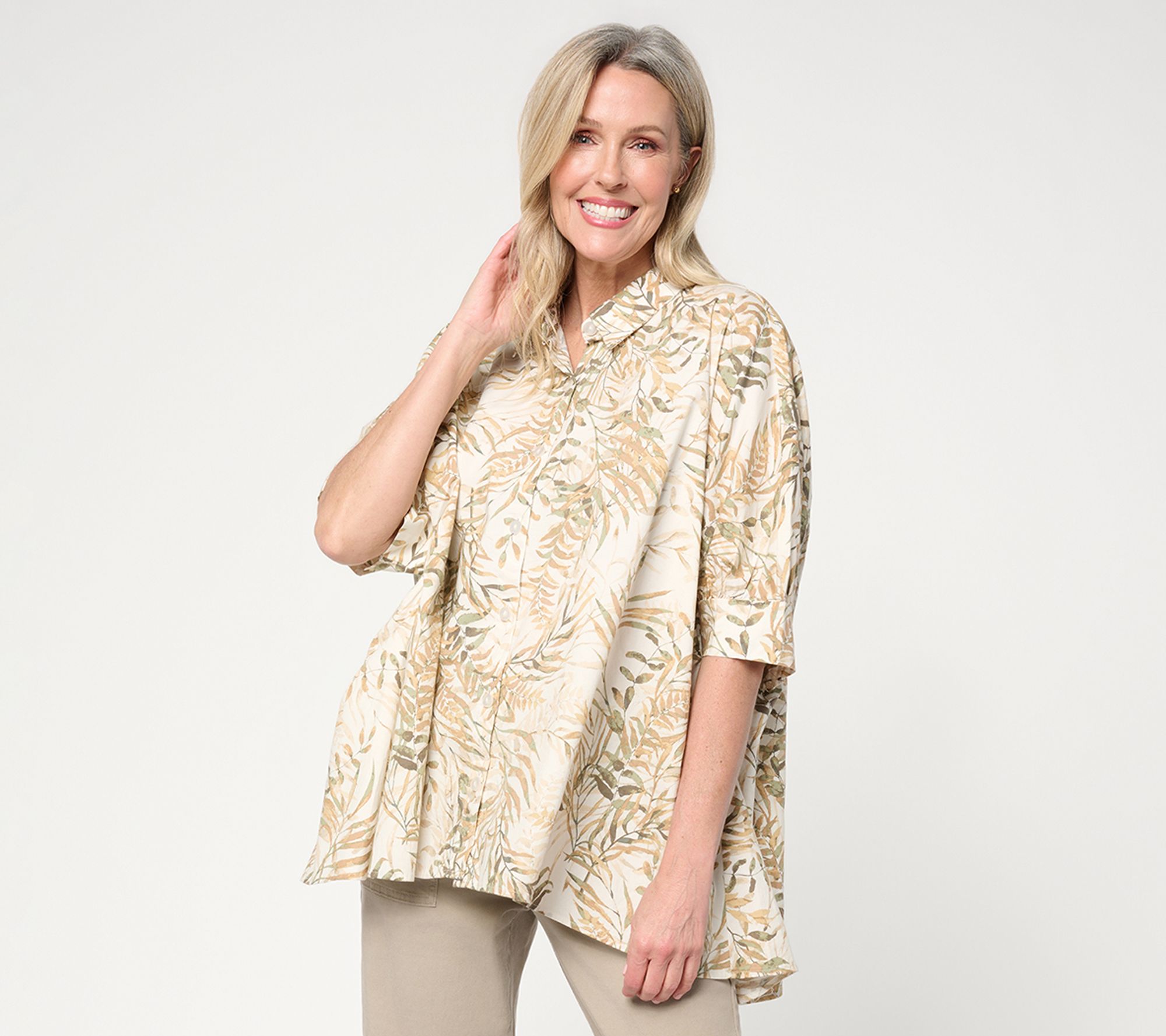 Martha Stewart Signature Oversized Button Front Shirt