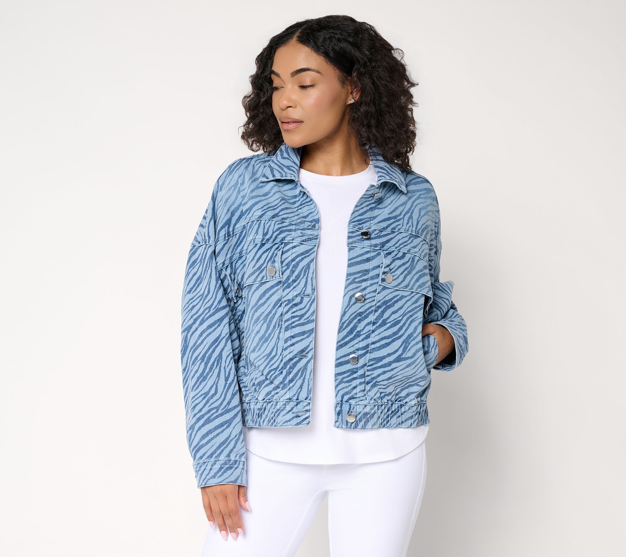 RM Studio x Rebecca Minkoff Naomi Zebra Stripe Denim Jacket - QVC.com