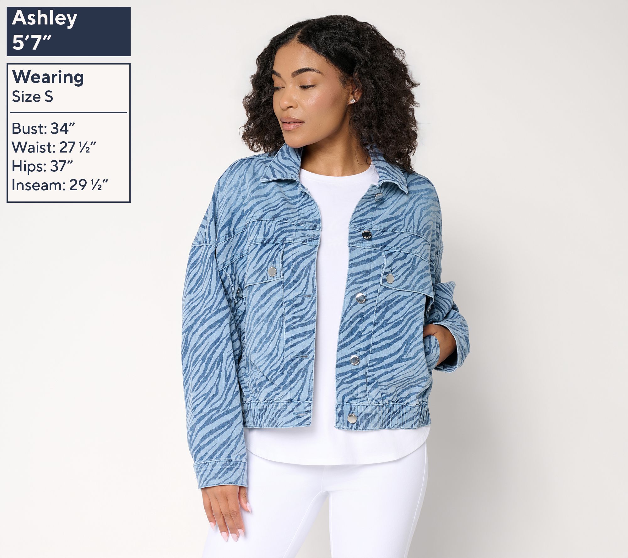 RM Studio x Rebecca Minkoff Naomi Zebra Stripe Denim Jacket - QVC.com