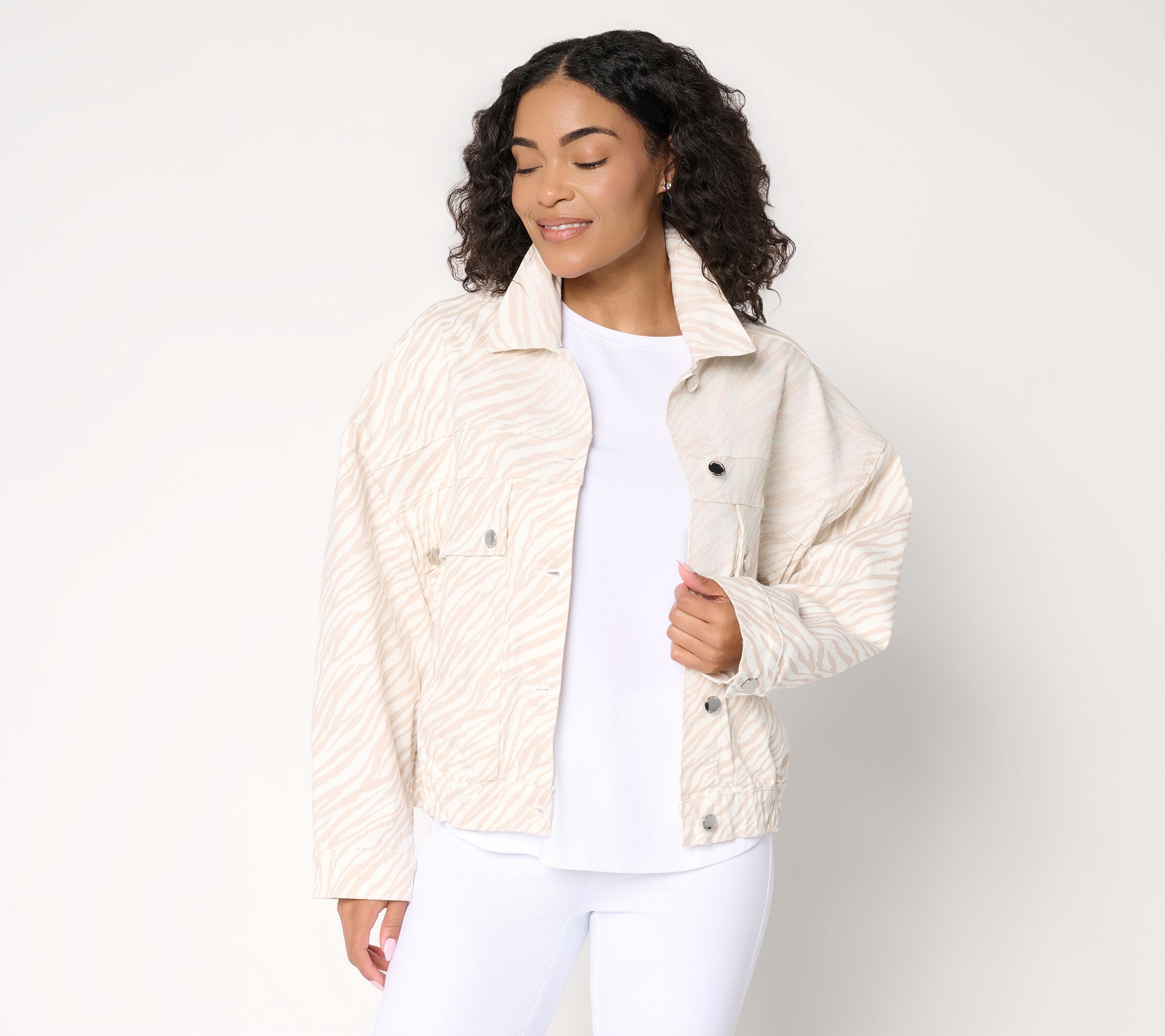 RM Studio x Rebecca Minkoff Naomi Zebra Stripe Denim Jacket